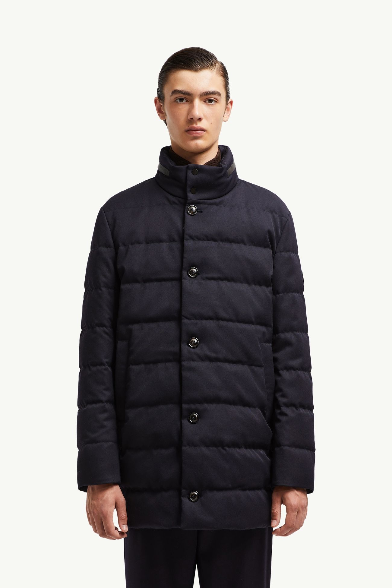 Vallonpierre 후드 울 롱 다운 재킷 남성 나이트 블루 Moncler 3