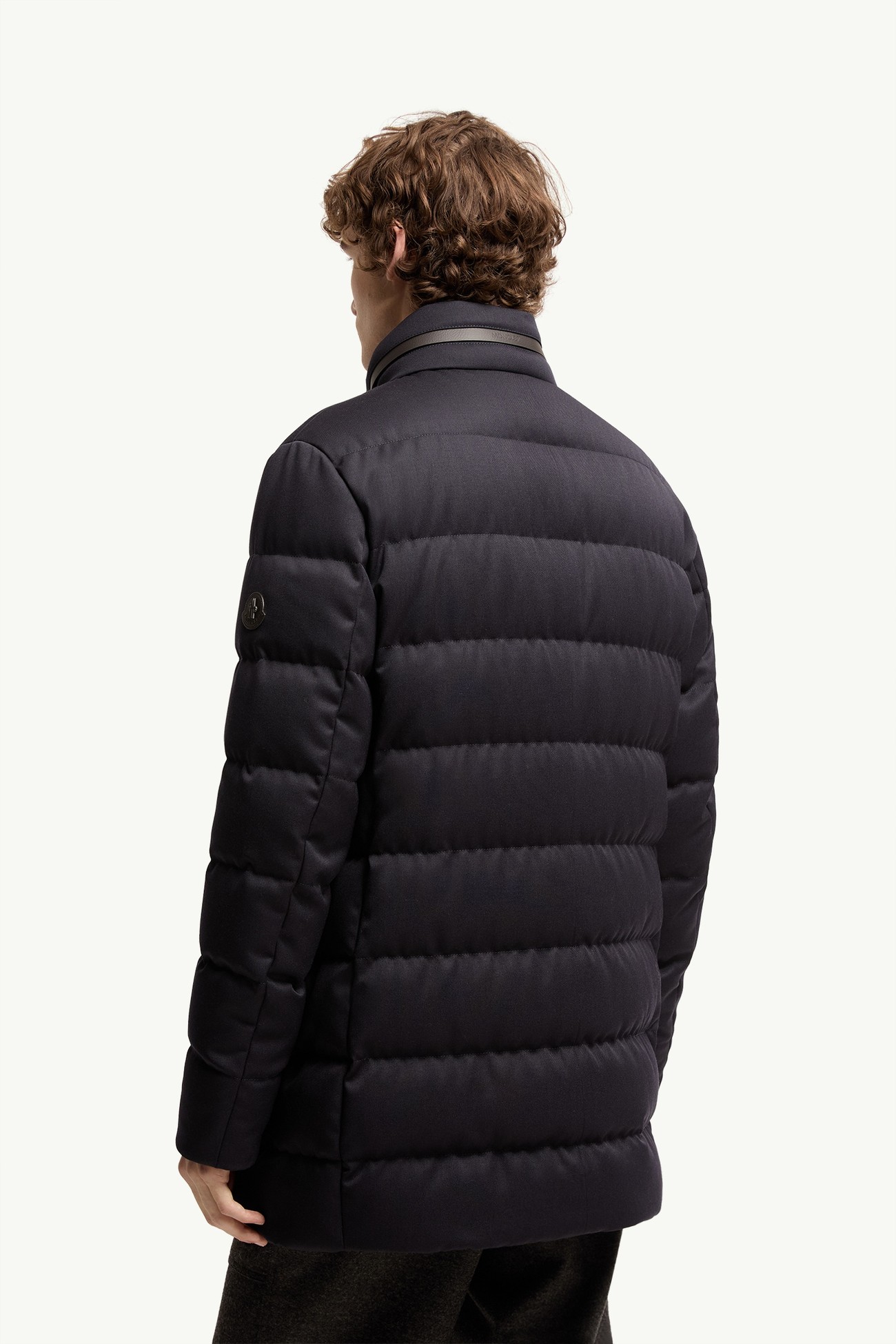 Piumino lungo Vallonpierre in lana con cappuccio Uomo Blu Notte Moncler 4