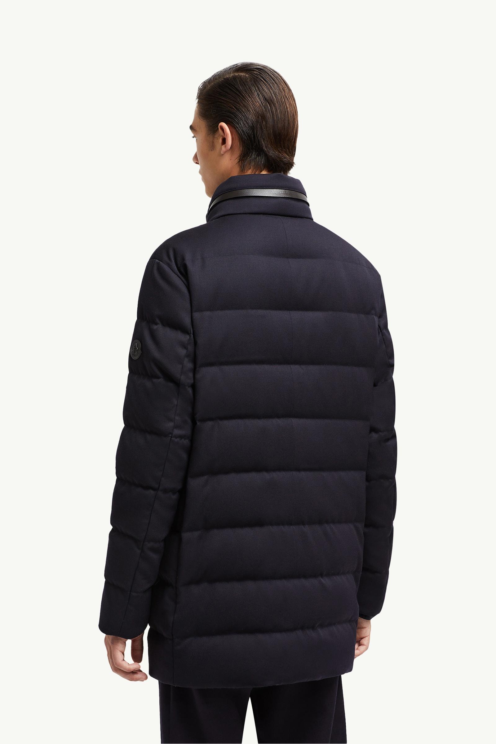 Night Blue Vallonpierre Hooded Wool Long Down Jacket - Long Down