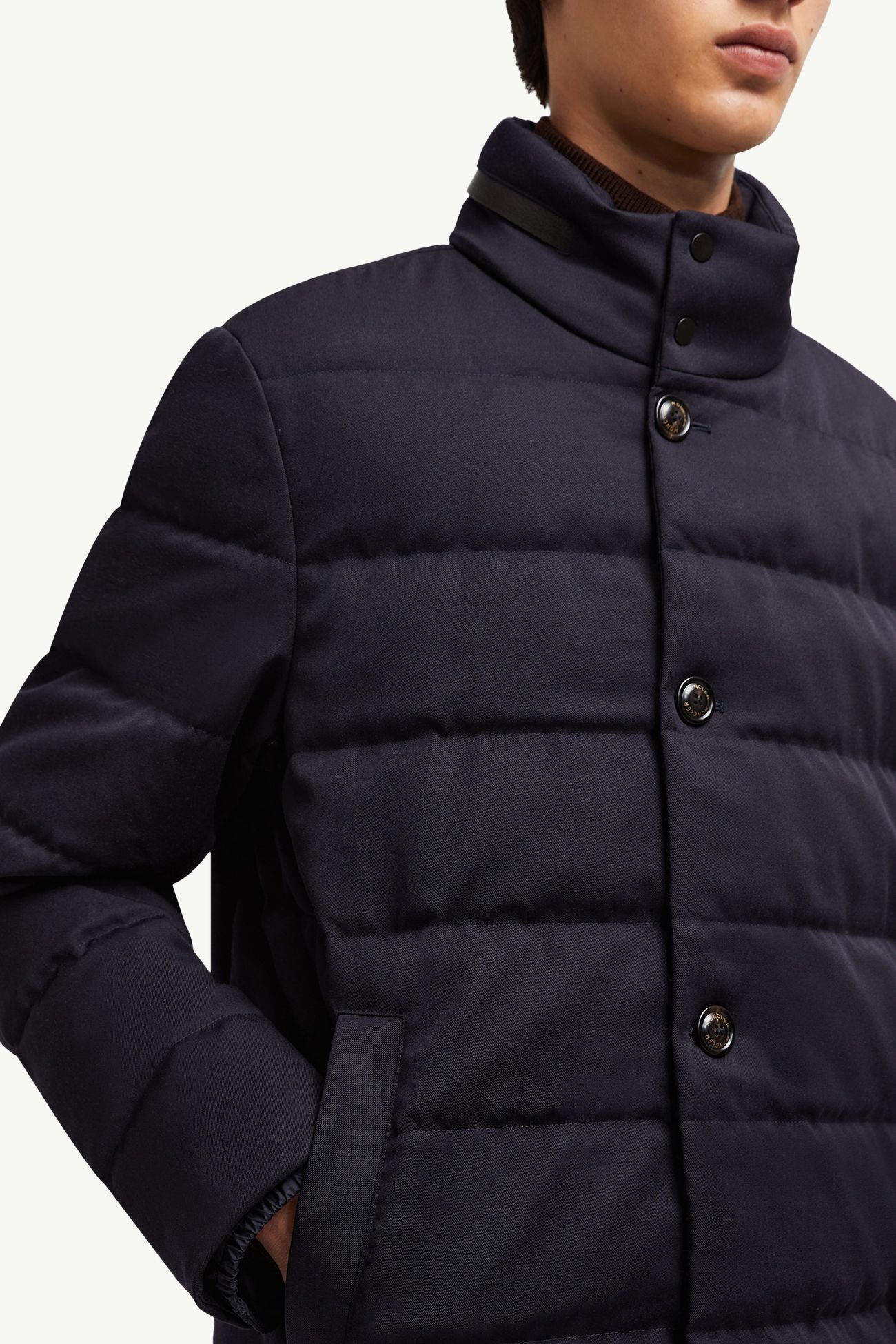 Vallonpierre連帽羊毛長身羽絨外套 男士 夜藍色 Moncler 5