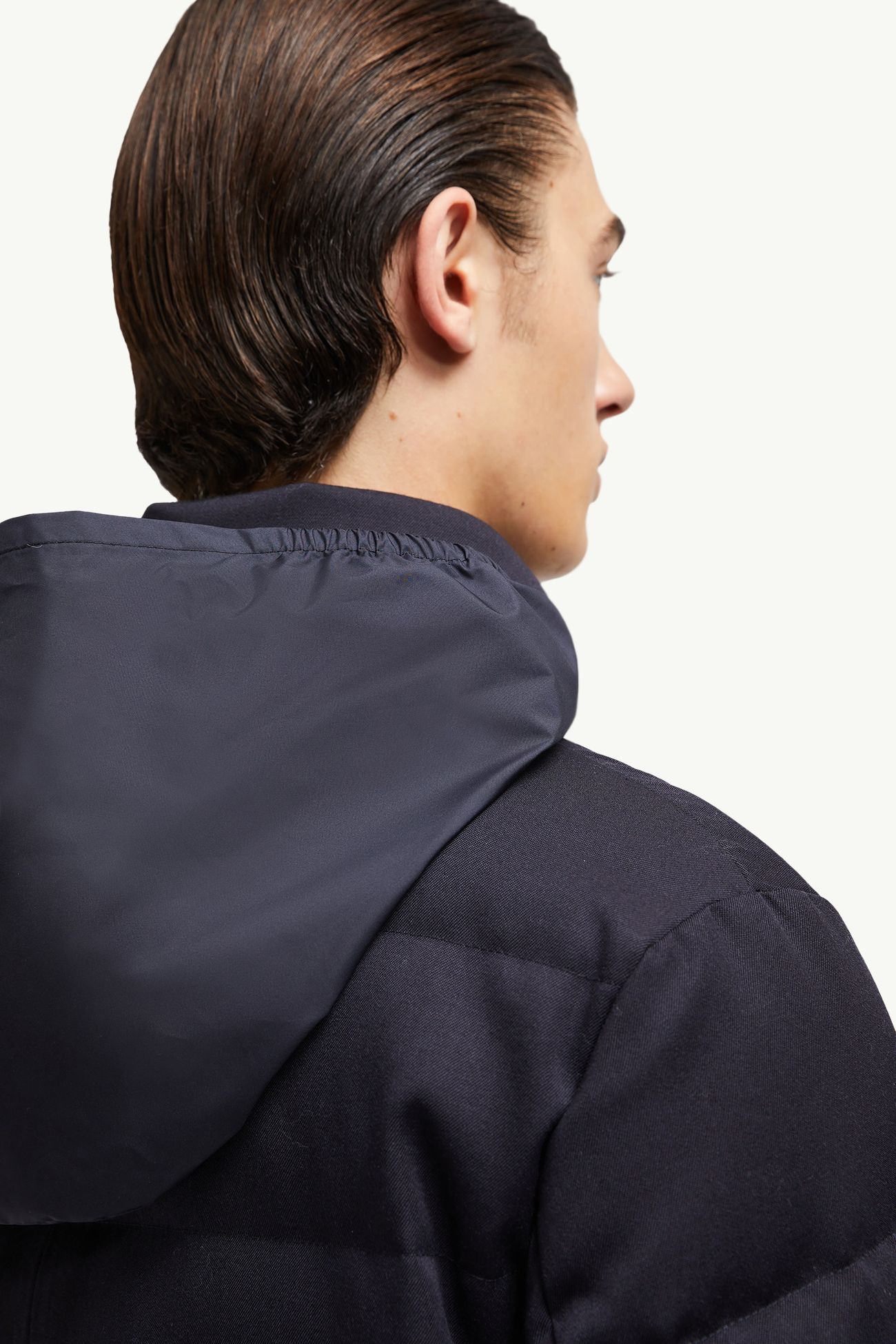 Vallonpierre Hooded Wool Long Down Jacket Men Night Blue Moncler 6
