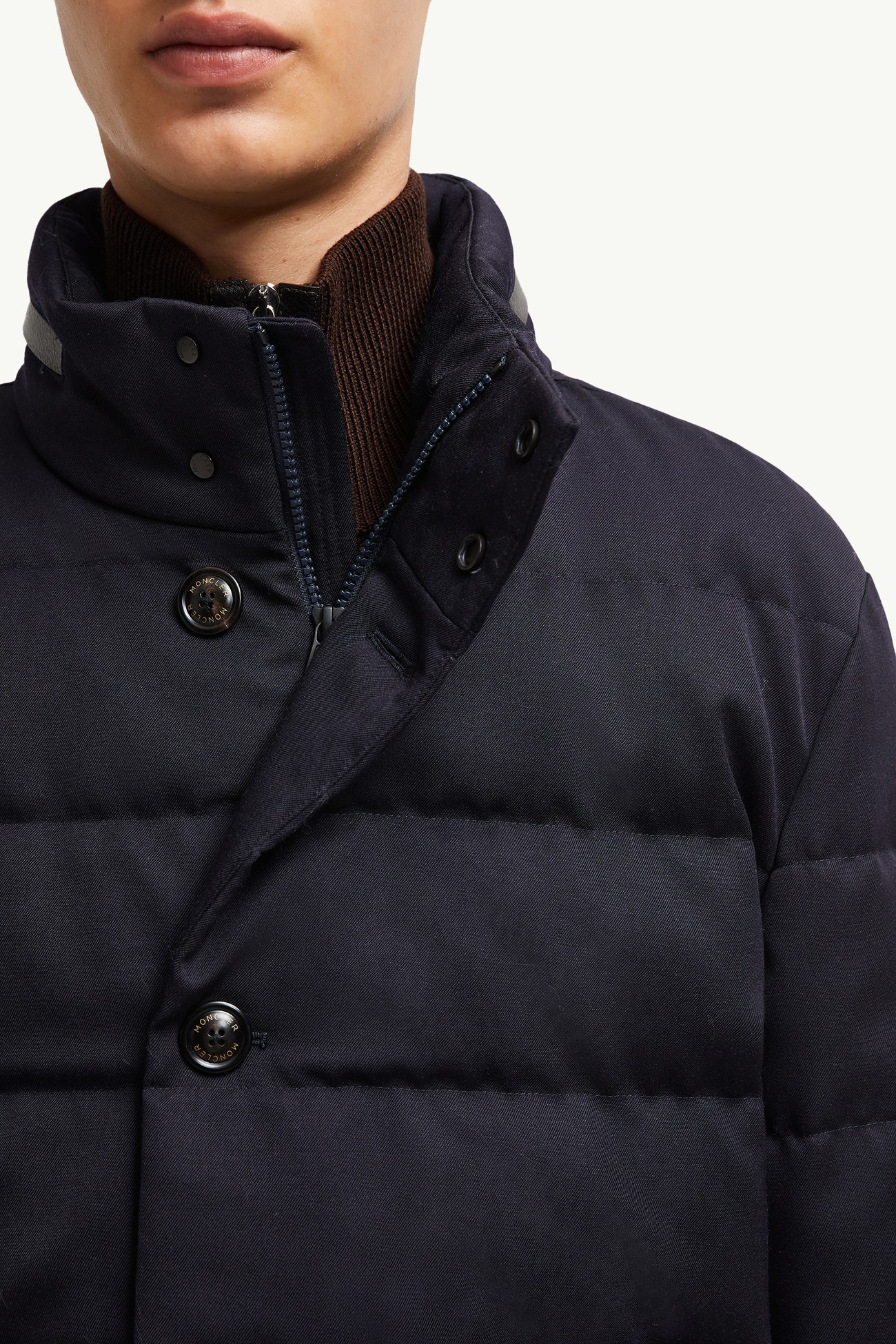 Vallonpierre Hooded Wool Long Down Jacket Men Night Blue Moncler 7