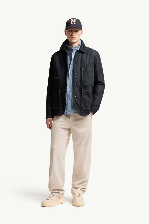 Chaqueta camisera de largo medio de tejido vaquero Haderu Hombre Azul marino Moncler 0