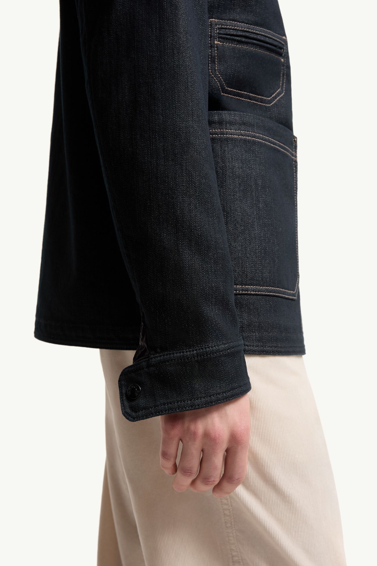Haderu mittellange Denim-Hemdjacke Herren Navyblau Moncler 5