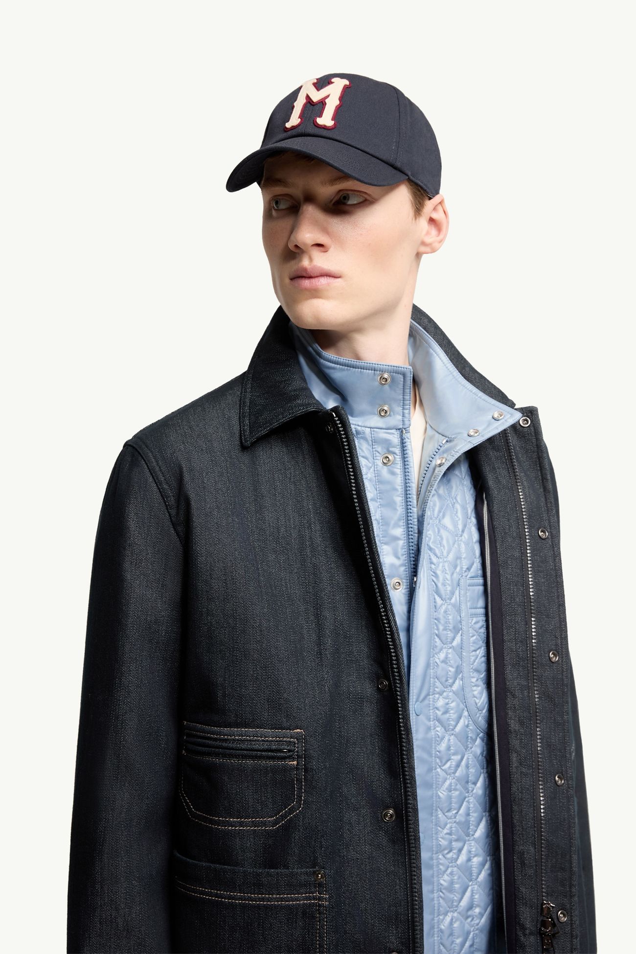 Haderu mittellange Denim-Hemdjacke Herren Navyblau Moncler 6