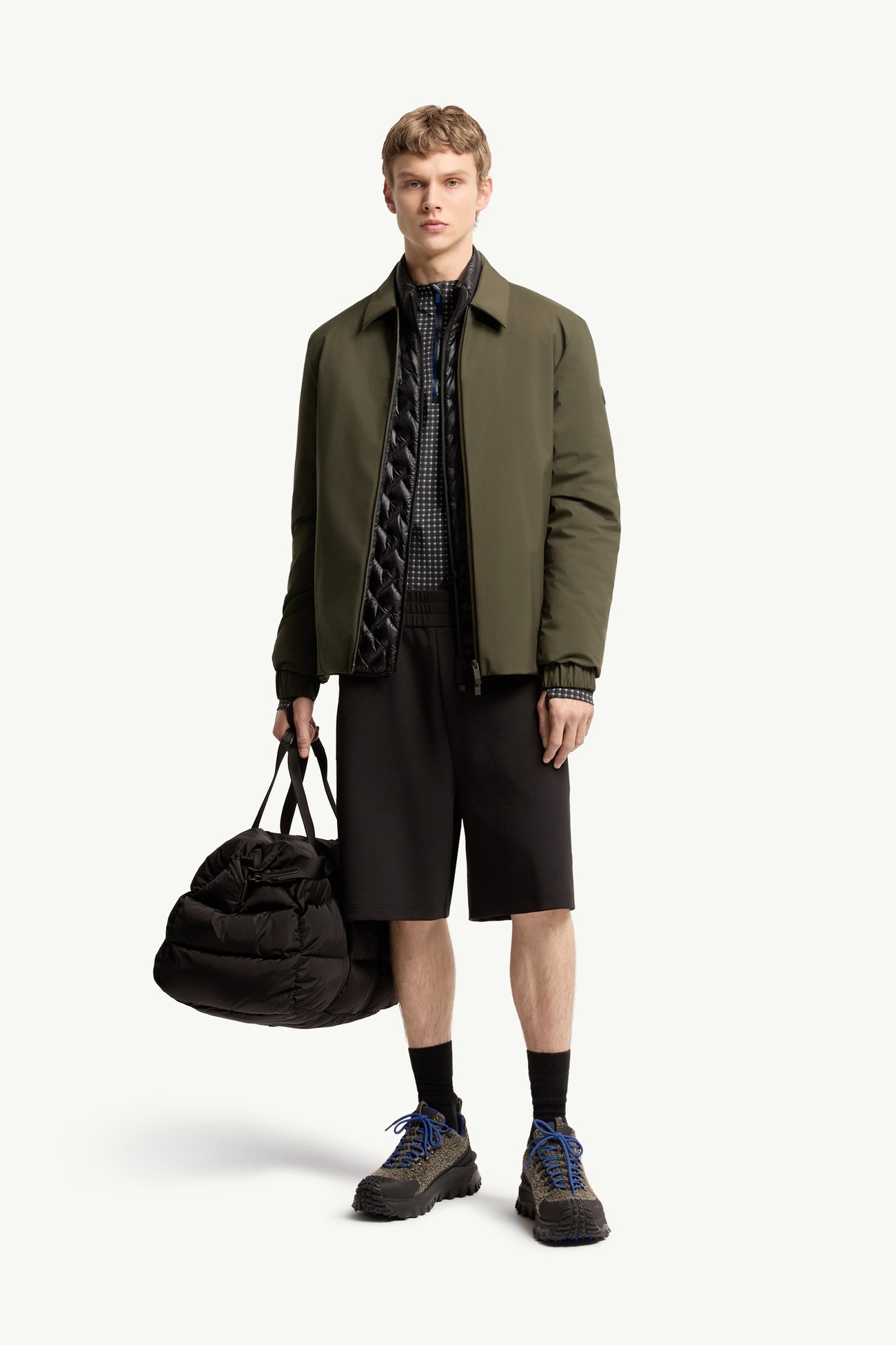 Caramantran Down Shirt Jacket Men Olive Green Moncler 0