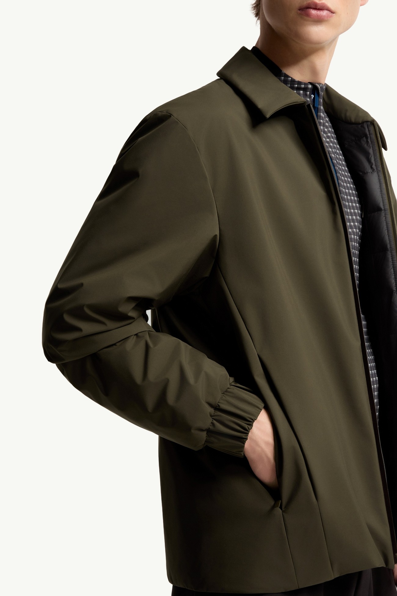 Caramantran Down Shirt Jacket Men Olive Green Moncler 5