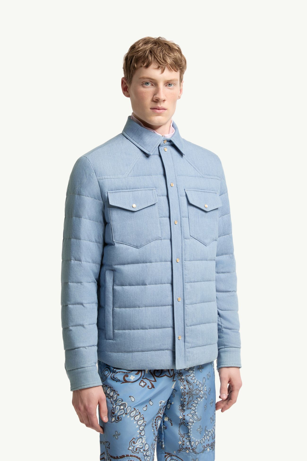 Tiriol男士牛仔羽绒衬衫式夹克外套 男士 浅蓝色 Moncler 3