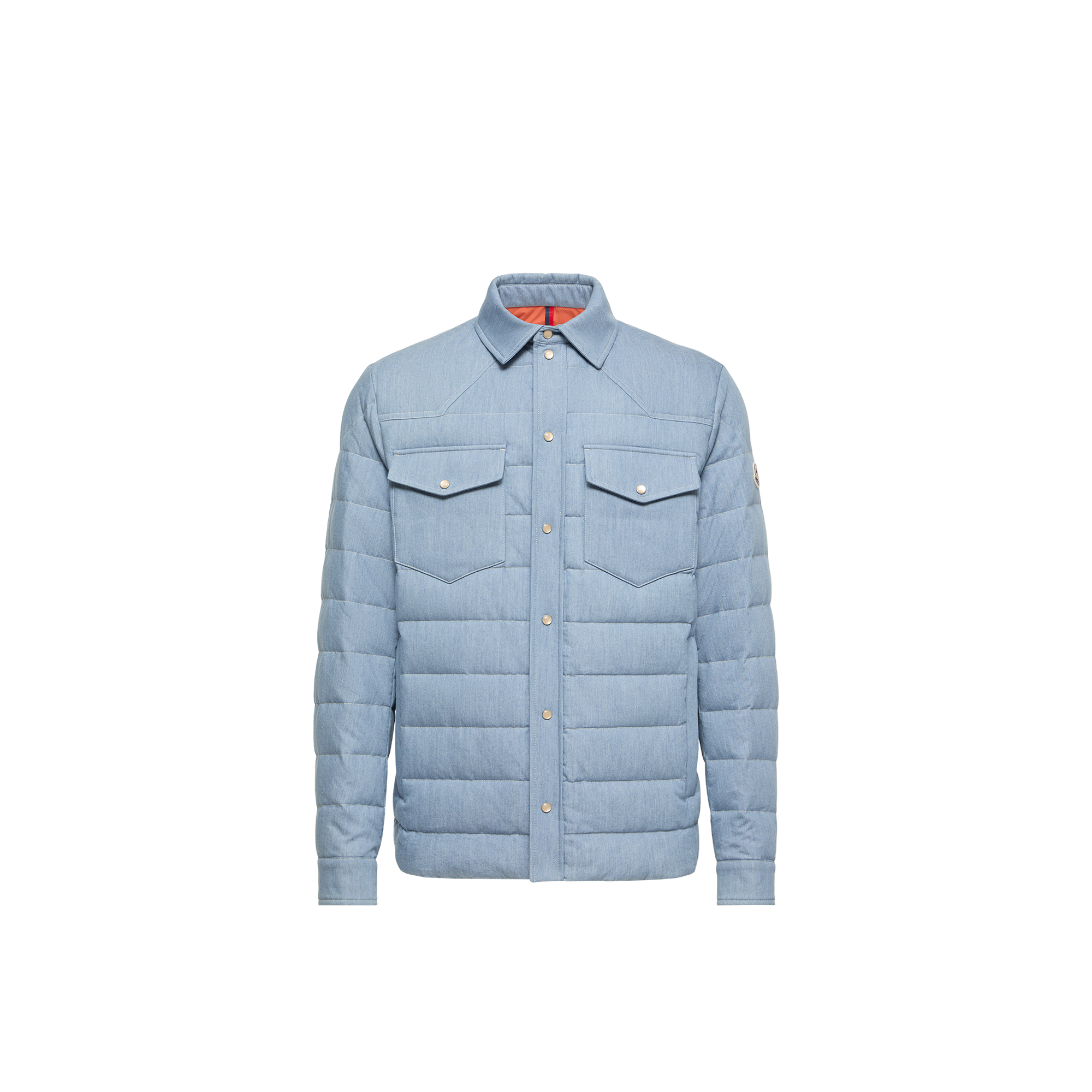 Moncler   Tiriol Denim Down Shirt Jacket for Men in Blue, Size: 42