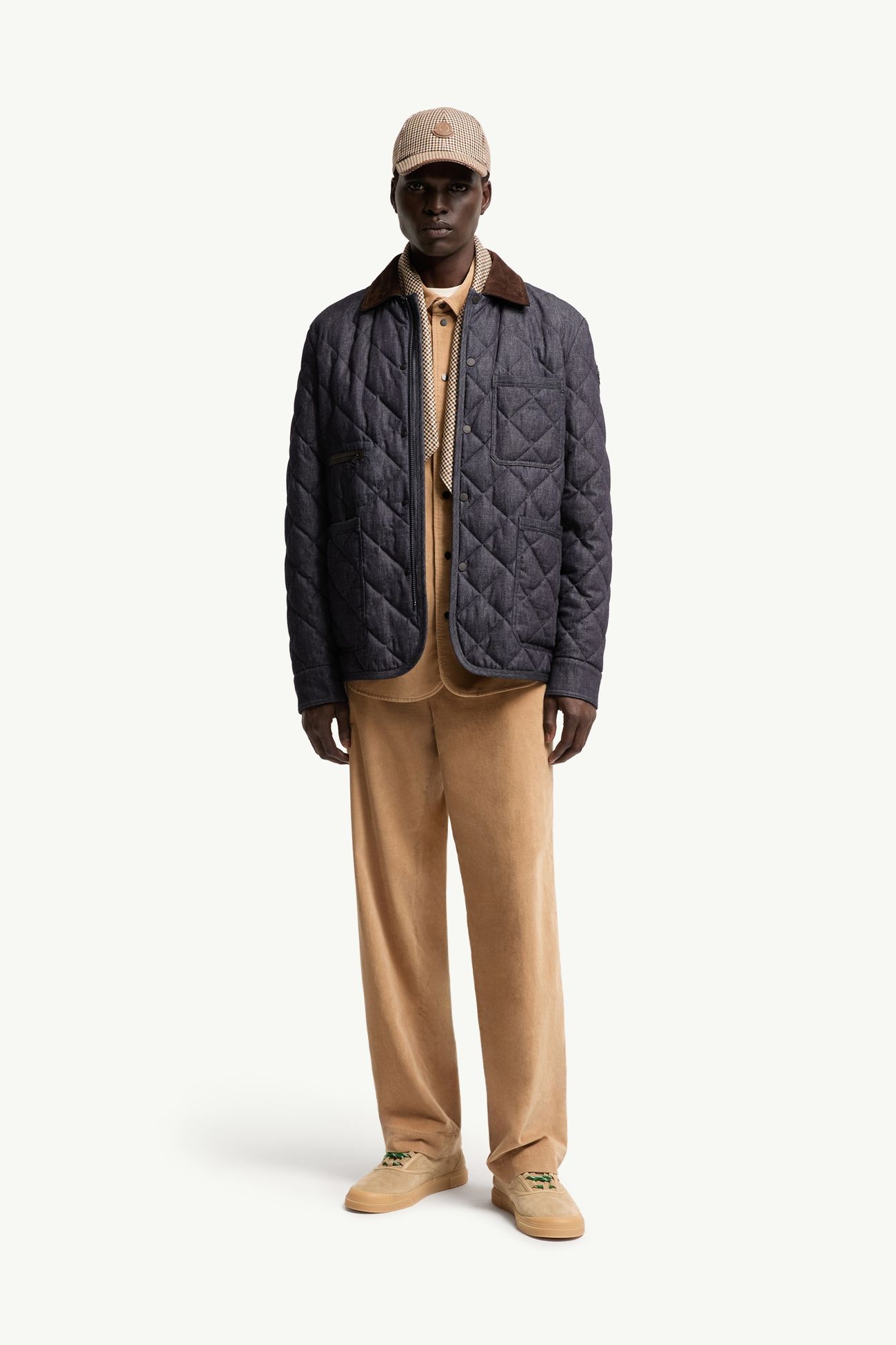 Kryen Diamond Quilted Denim Down Shirt Jacket Men Dark Blue Moncler 0