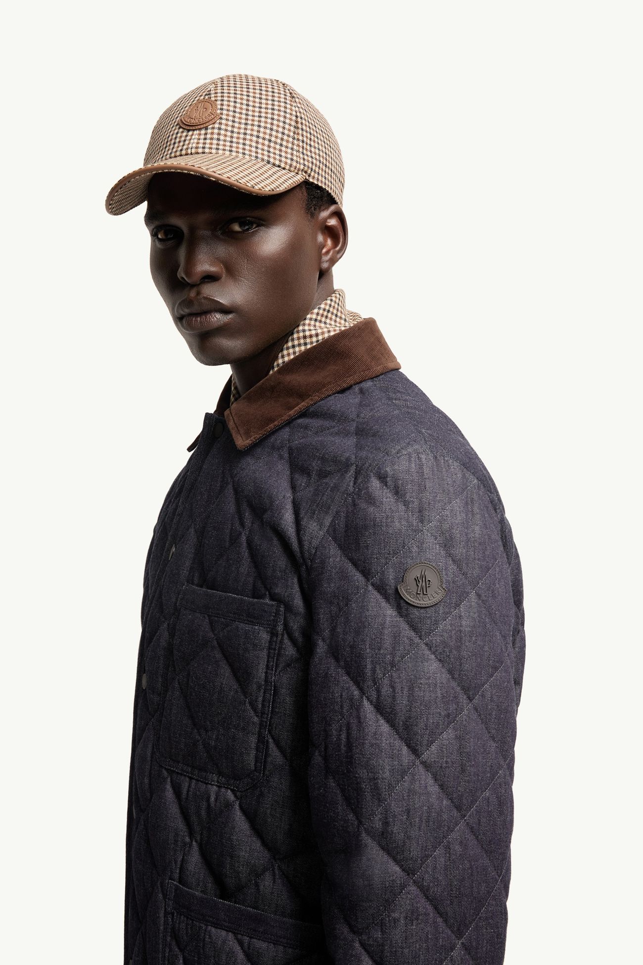 Giacca camicia in denim con motivo trapuntato a diamante Kryen Uomo Blu Scuro Moncler 1