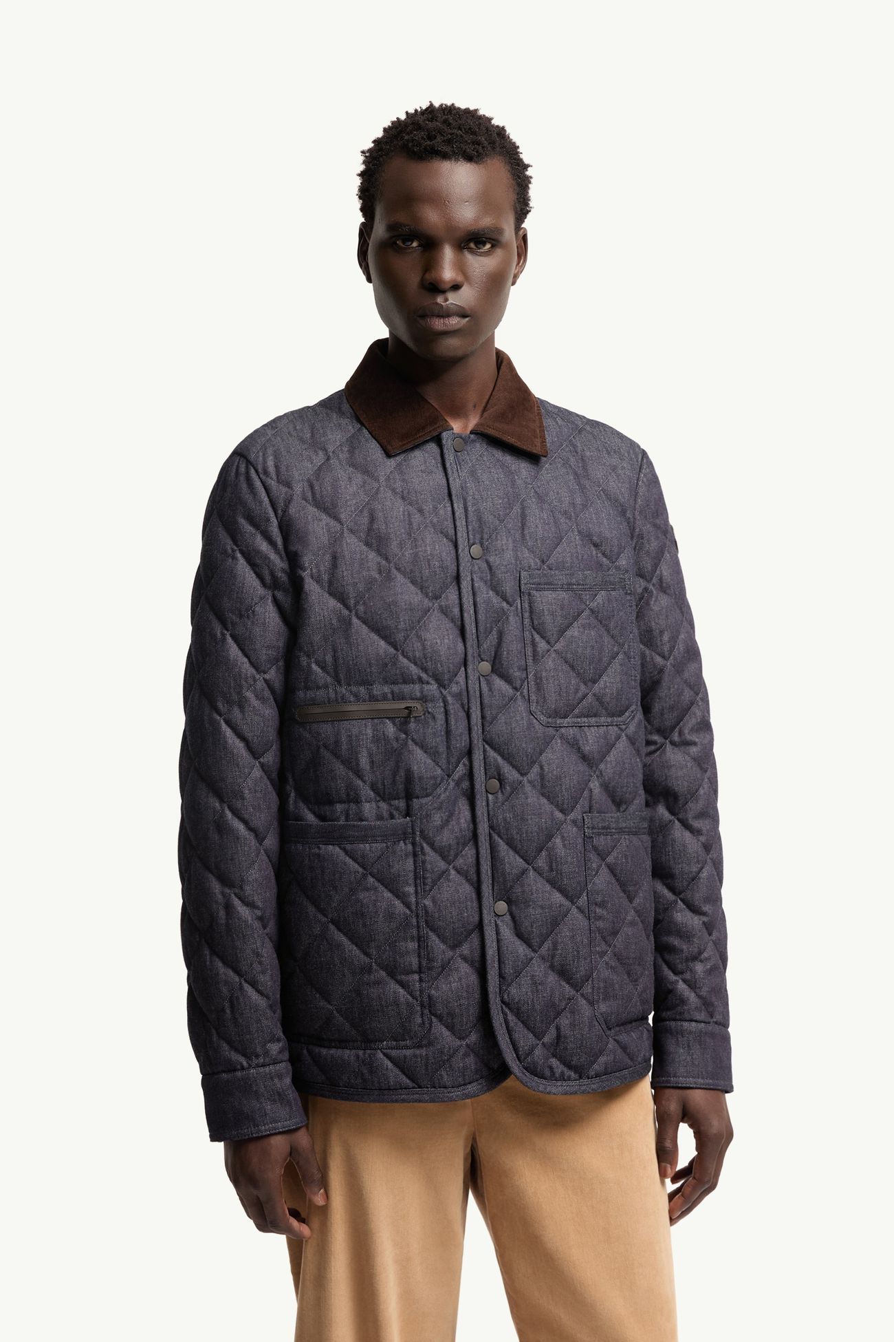 Kryen 다이아몬드 퀼팅 데님 다운 셔츠 재킷 남성 다크 블루 Moncler 3