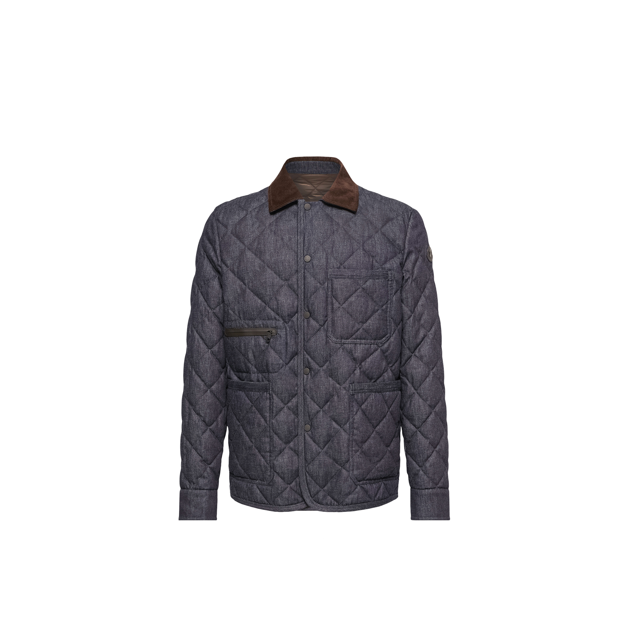 Moncler   Kryen Diamond Quilted Denim Down Shirt Jacket for Men in Blue, Size: 46