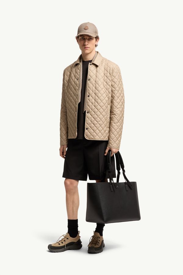 Avrelie菱形絎縫夾層恤衫式外套 男士 米色 Moncler 0
