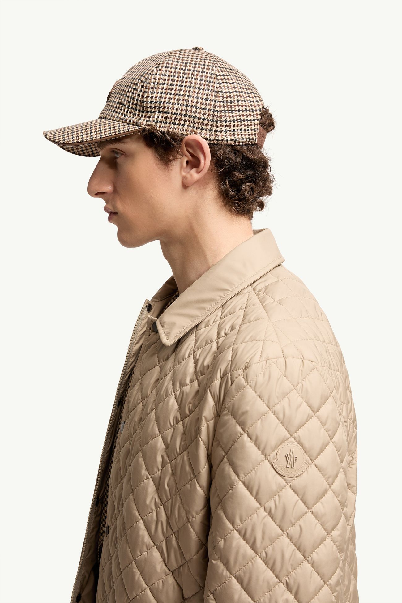 Avrelie菱形絎縫夾層恤衫式外套 男士 米色 Moncler 1