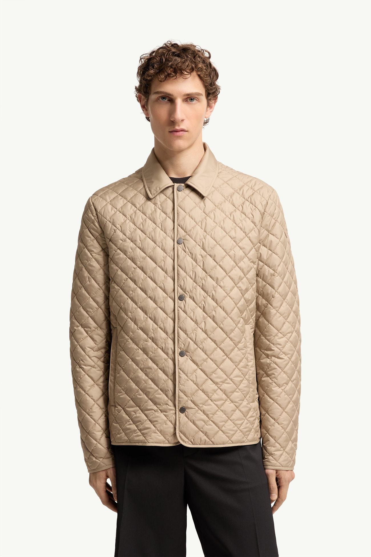 Avrelie菱形絎縫夾層恤衫式外套 男士 米色 Moncler 3