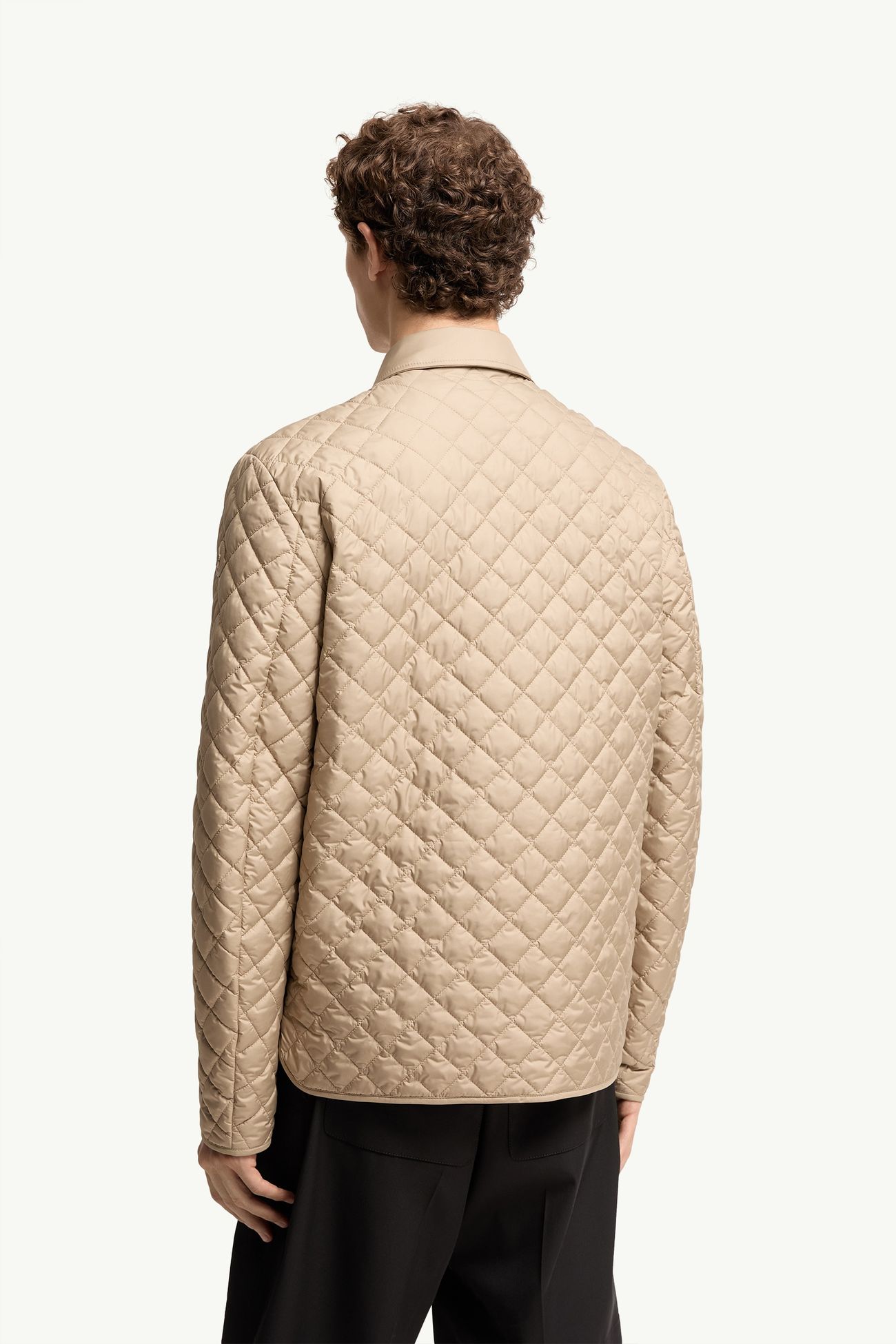 Avrelie菱形絎縫夾層恤衫式外套 男士 米色 Moncler 4