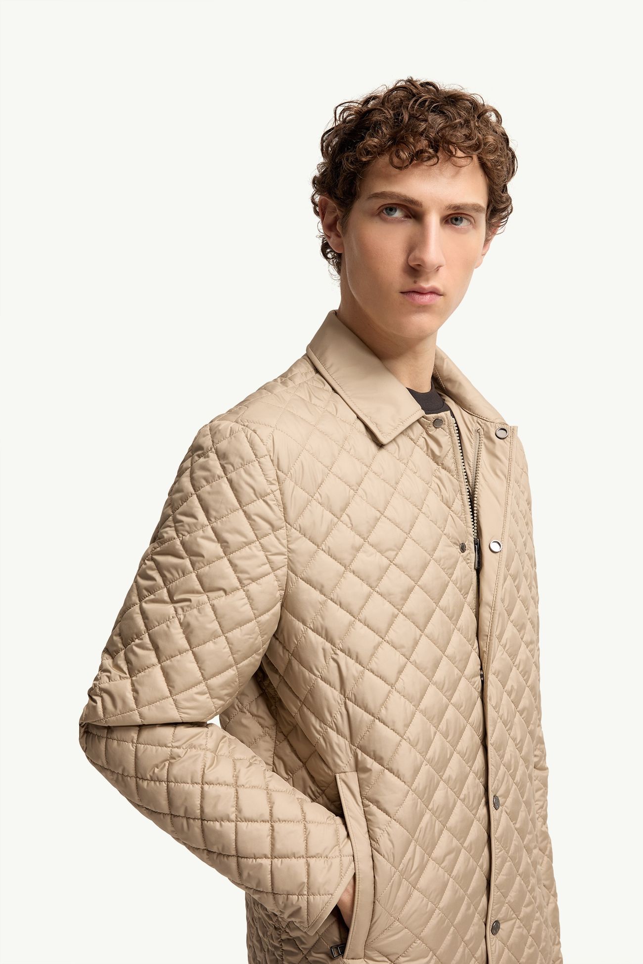 Avrelie Diamond Quilted Padded Shirt Jacket Men Beige Moncler 5