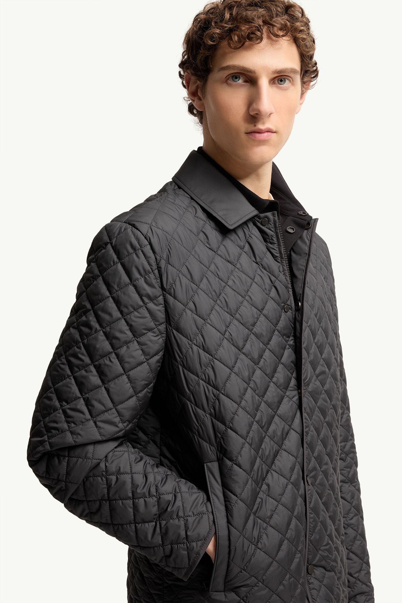 Avrelie男士菱形绗缝加衬衬衫式夹克外套 男士 黑色 Moncler 5
