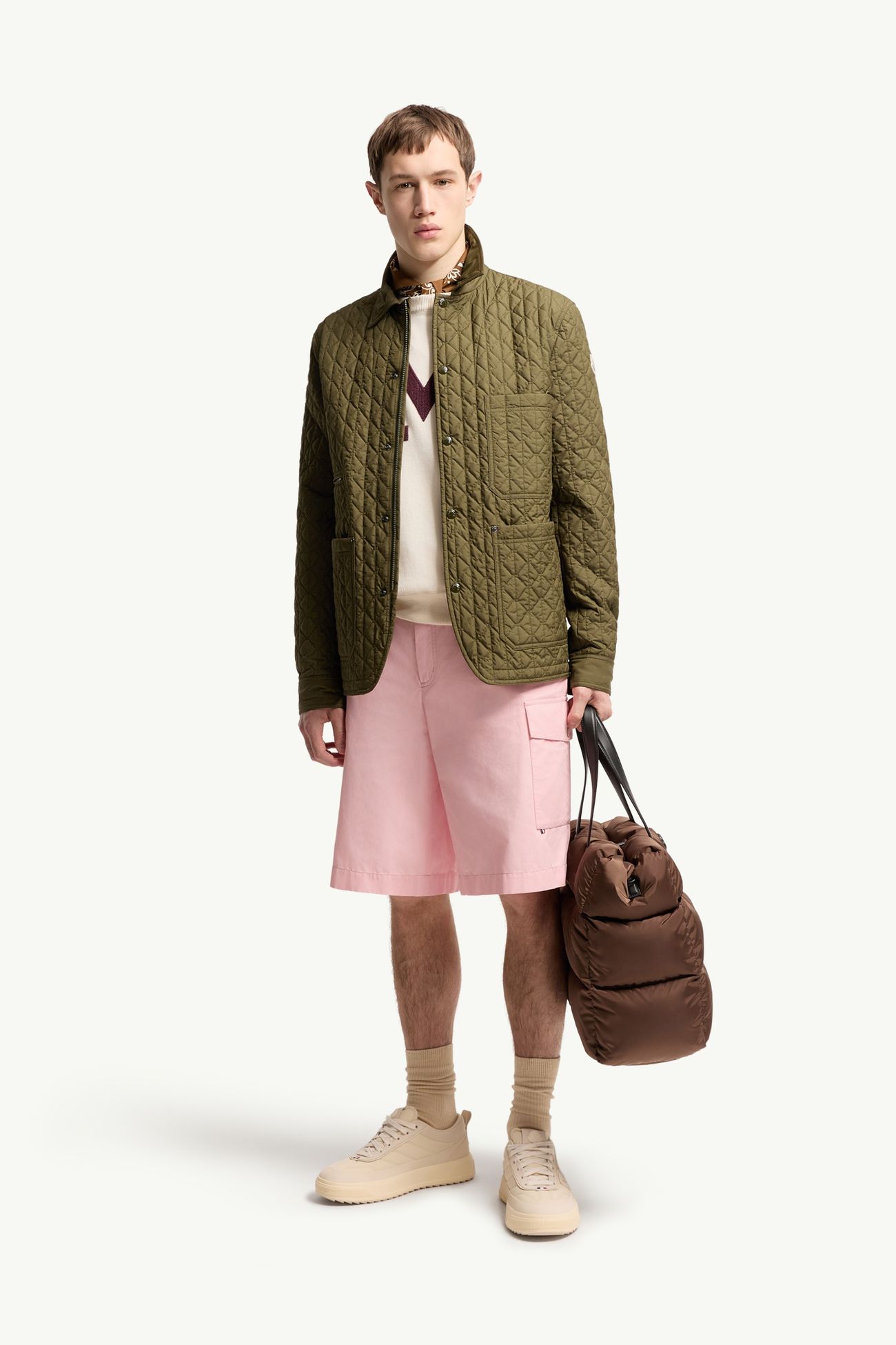 Giacca midi imbottita Theoline con trapuntatura a diamante Uomo Verde Oliva Moncler 0