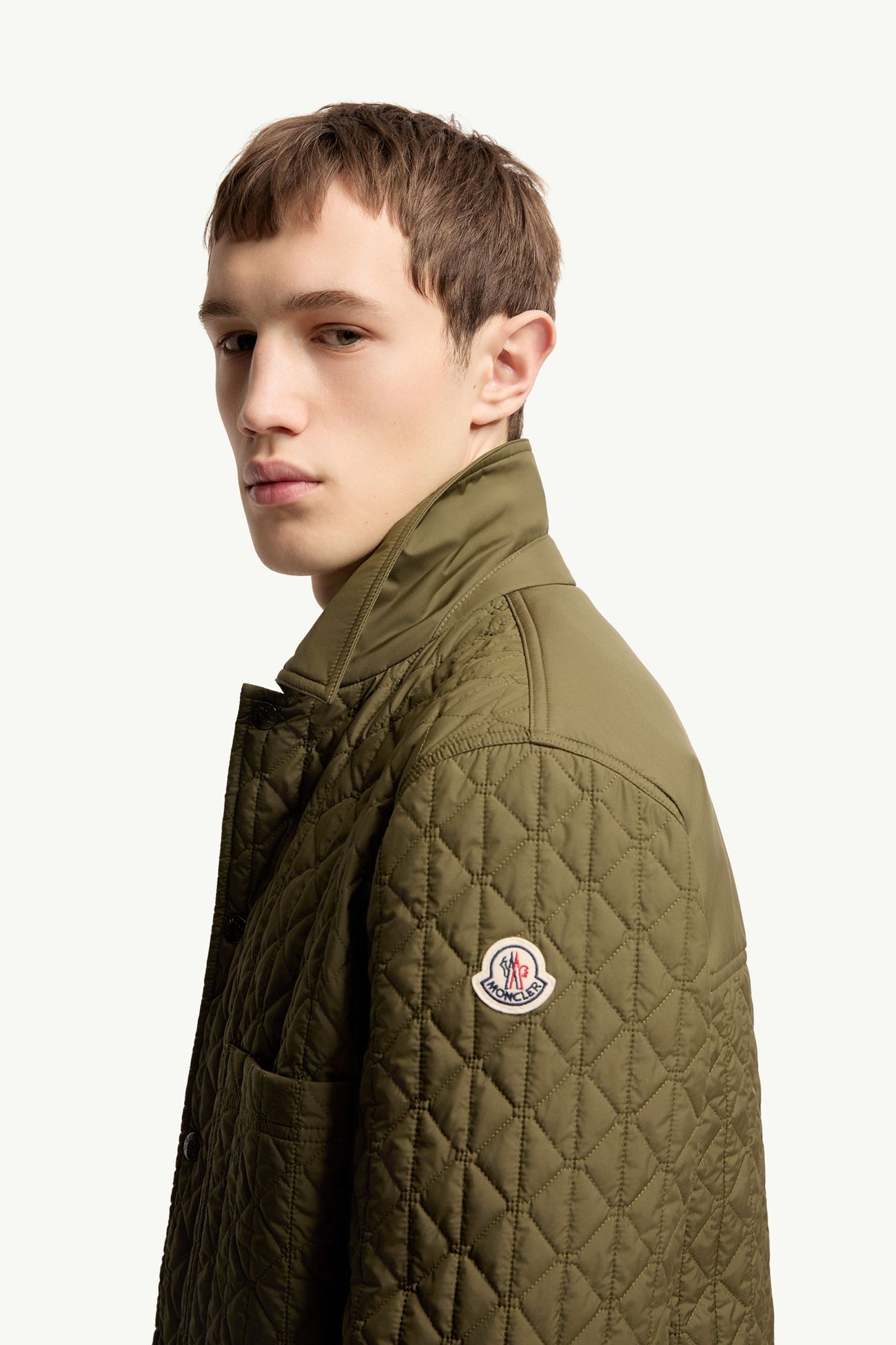 Theoline Diamond-Quilted Padded Mid-Length Jacket Men Olive Green Moncler 1
