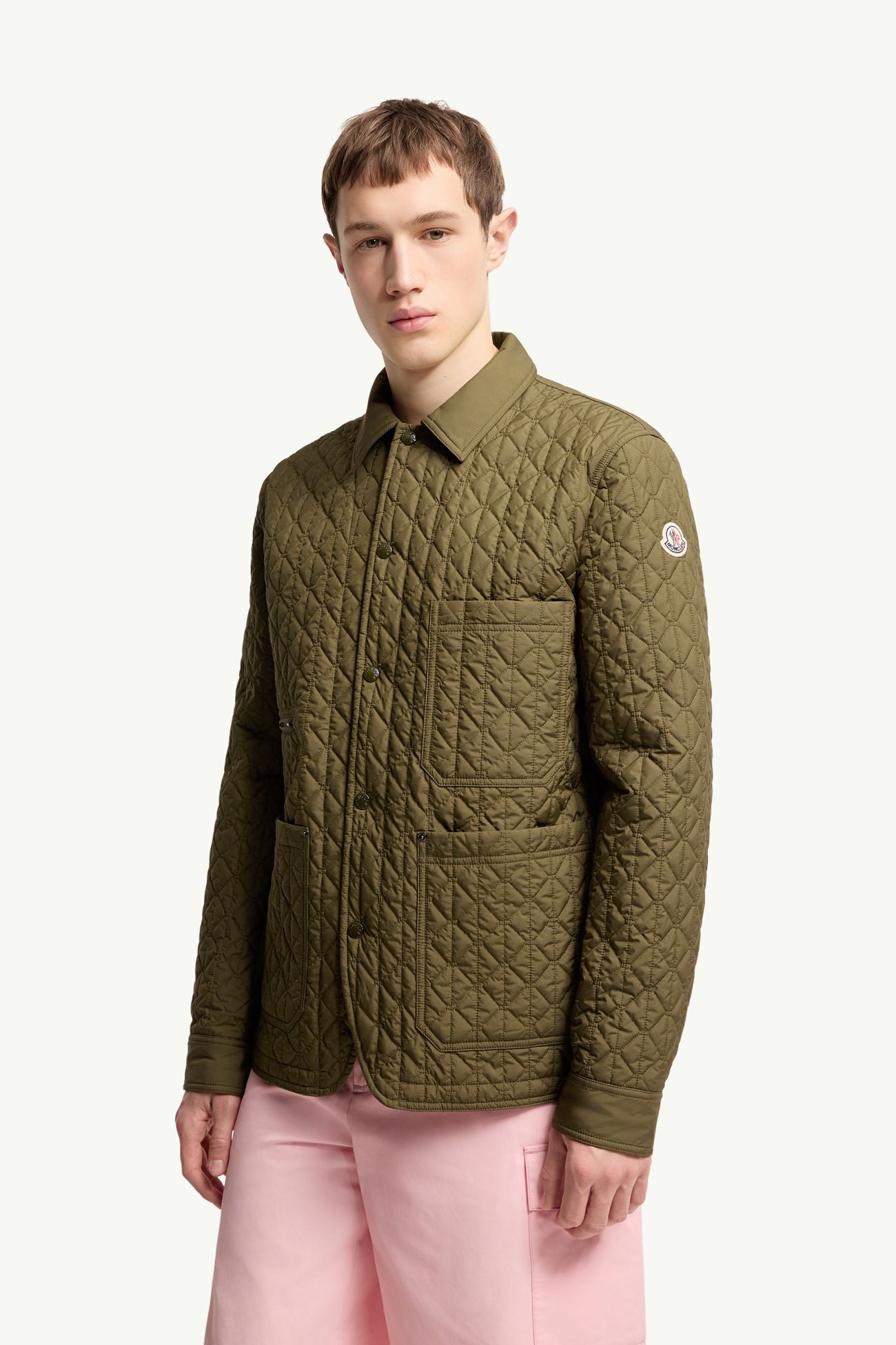 Theoline diamantgesteppte, wattierte, mittellange Jacke Herren Olivgrün Moncler 3