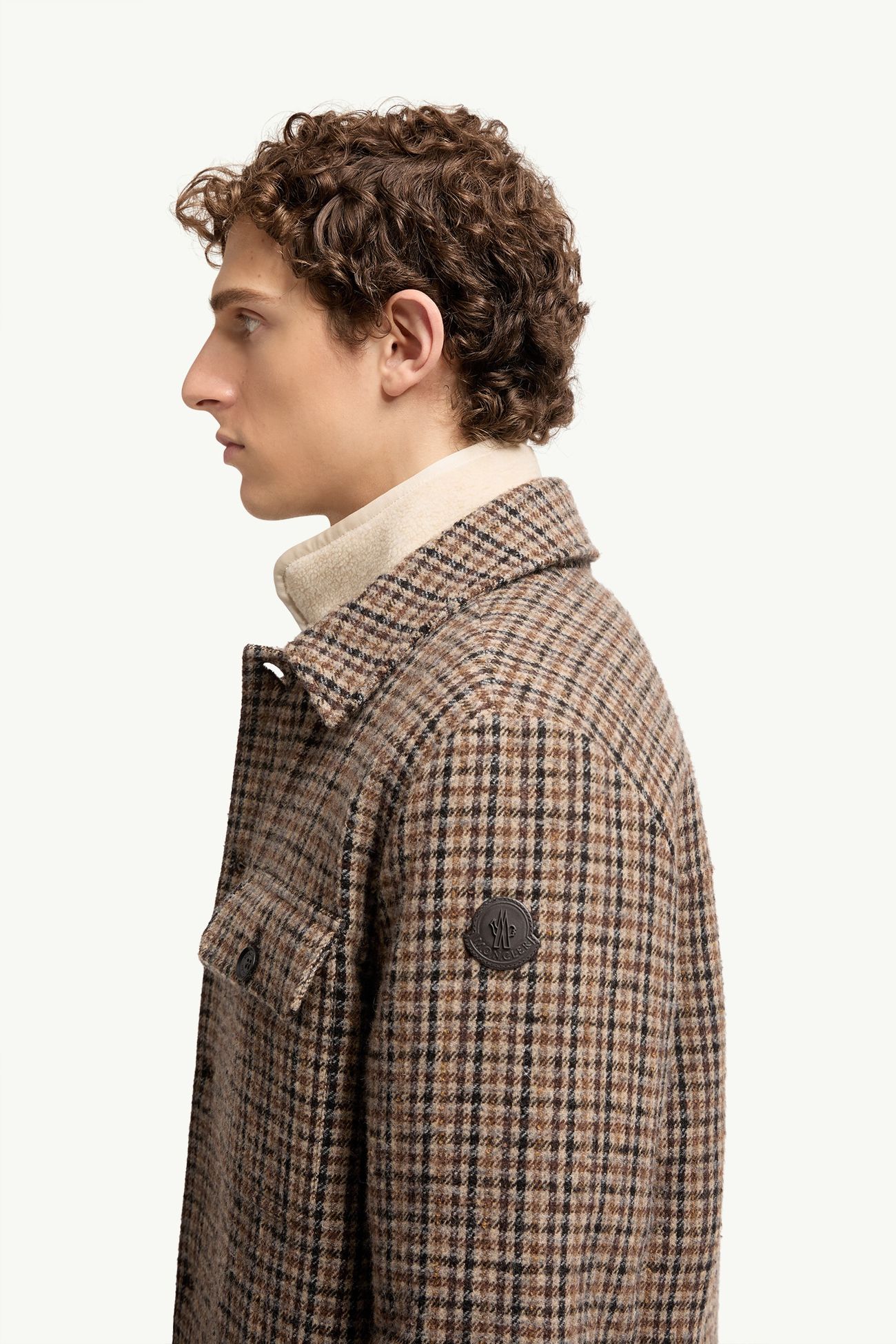 Norfol男士羊毛混纺羽绒衬衫式夹克外套 男士 棕色 Moncler 1