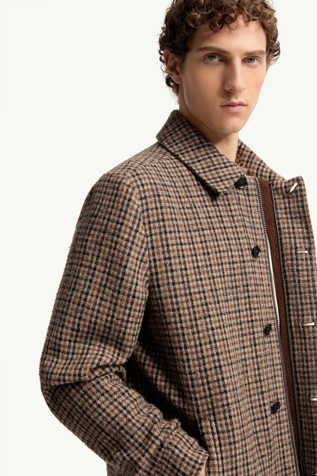 Norfol男士羊毛混纺羽绒衬衫式夹克外套 男士 棕色 Moncler 5