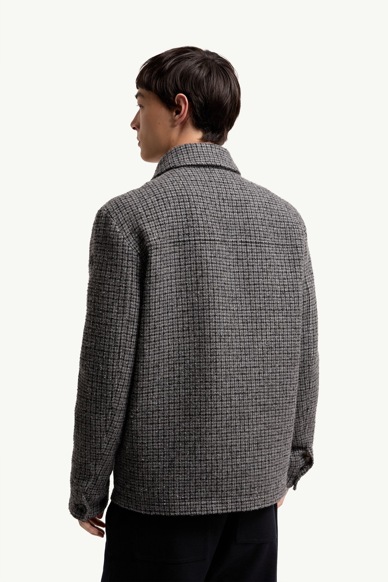 Norfol Wool Blend Down Shirt Jacket Men Dark Gray Moncler 4