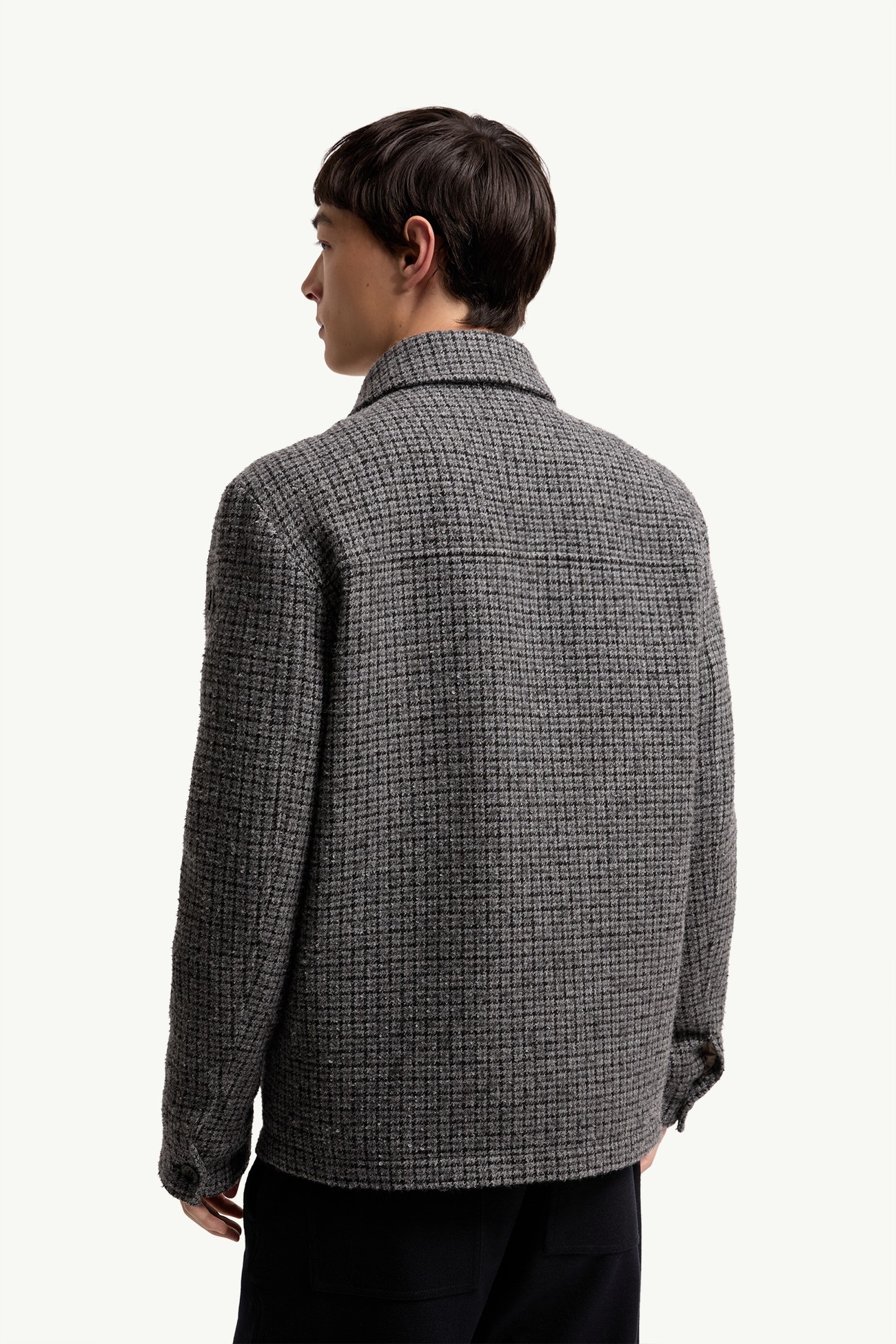 Norfol Wool Blend Down Shirt Jacket Men Dark Gray Moncler 4