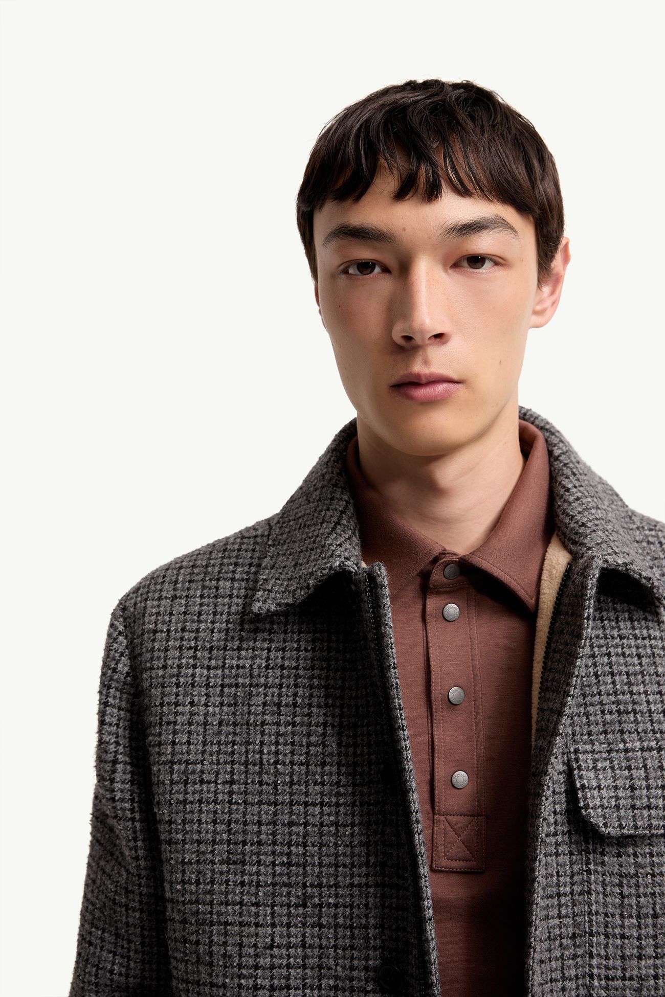 Norfol Wool Blend Down Shirt Jacket Men Dark Gray Moncler 5