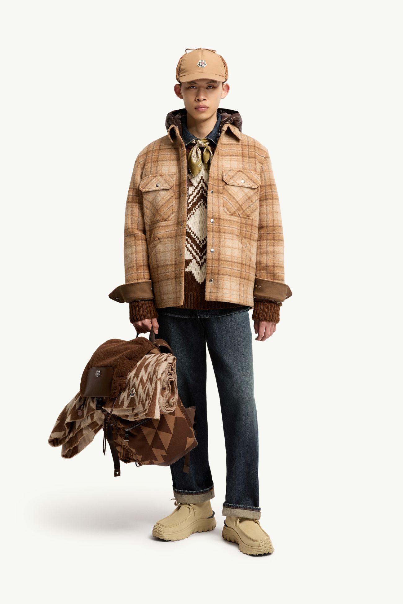 Nyvalin 3-in-1-Daunen-Flanelljacke mit Kapuze Herren Beige Moncler 0
