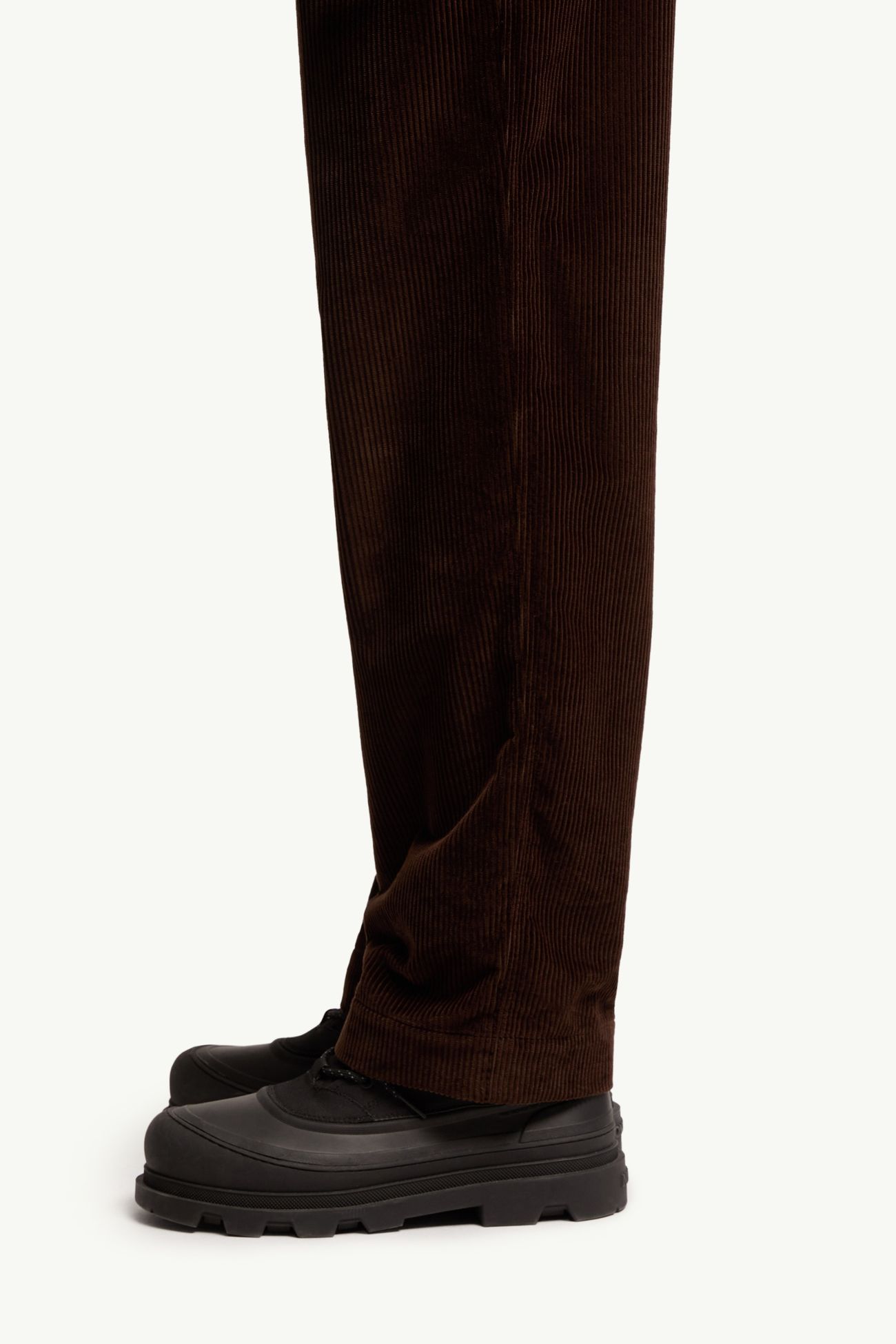 Leather Logo Corduroy Trousers Men Brown Moncler 1
