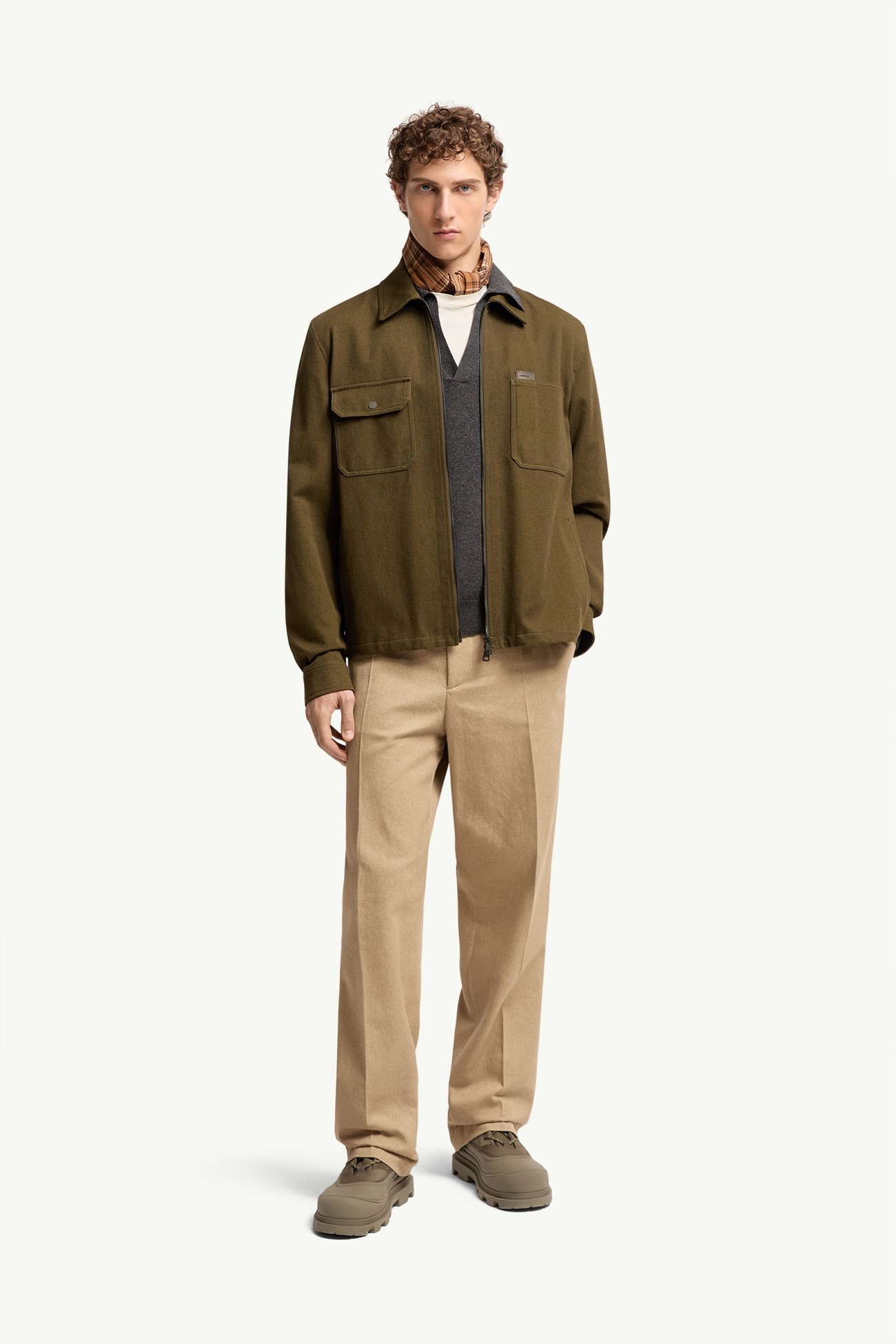 Tailored Cotton Trousers Men Beige Moncler 0