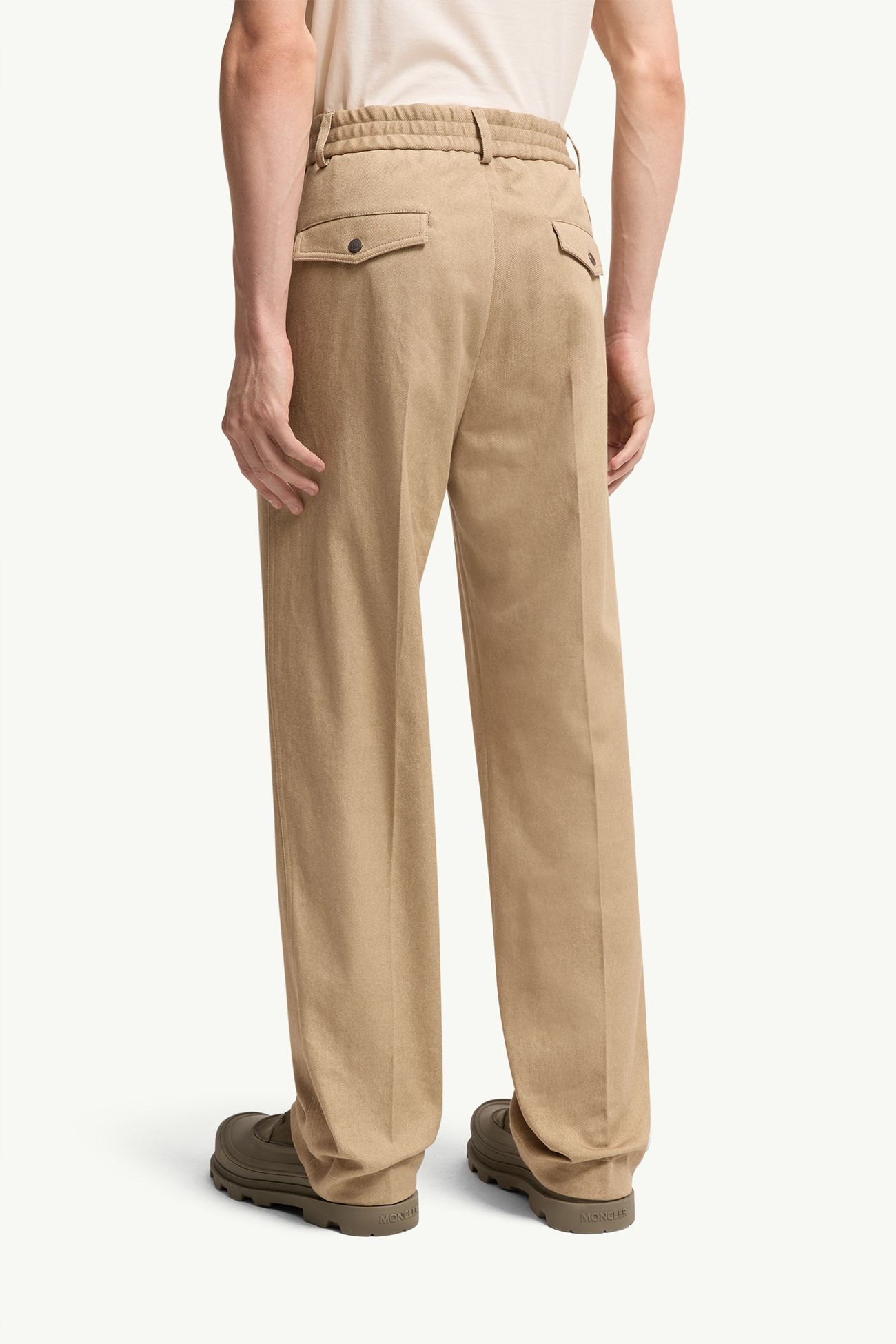 Tailored Cotton Trousers Men Beige Moncler 4
