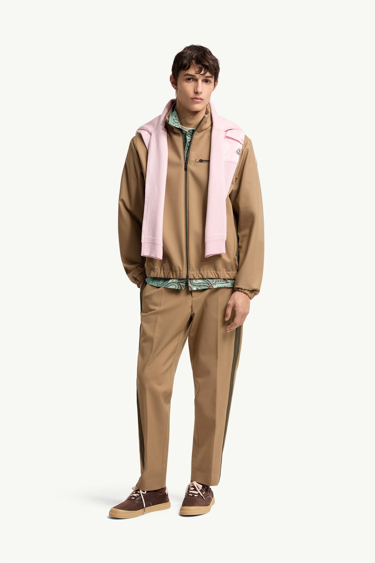 Pantaloni in misto cotone sartoriali Uomo Beige Moncler 0