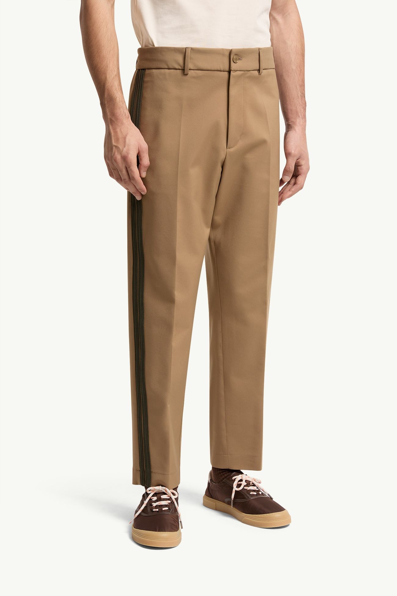 Tailored Cotton Blend Trousers Men Beige Moncler 3