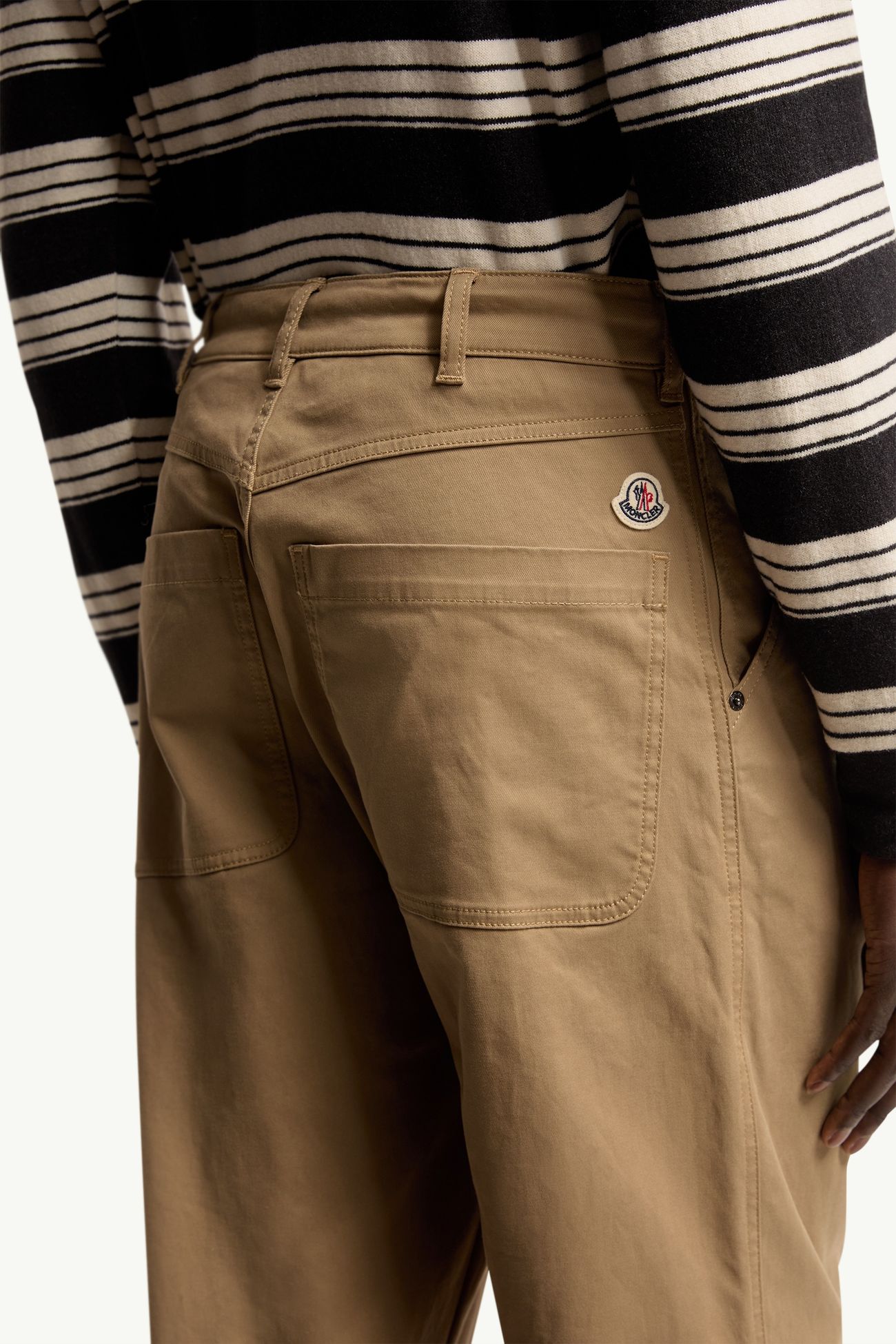Pantaloni in Gabardine Stretch Uomo Beige Moncler 5