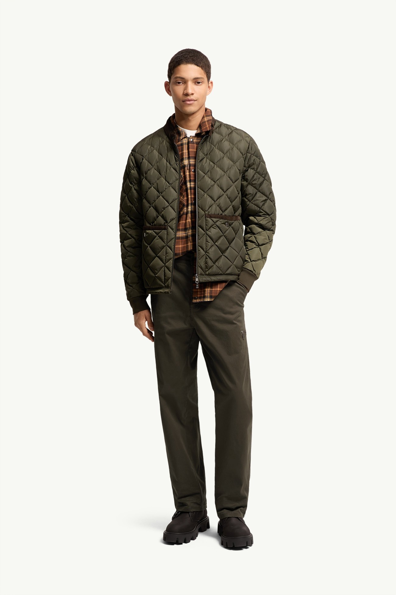 Stretch Gabardine Trousers Men Olive Green Moncler 0