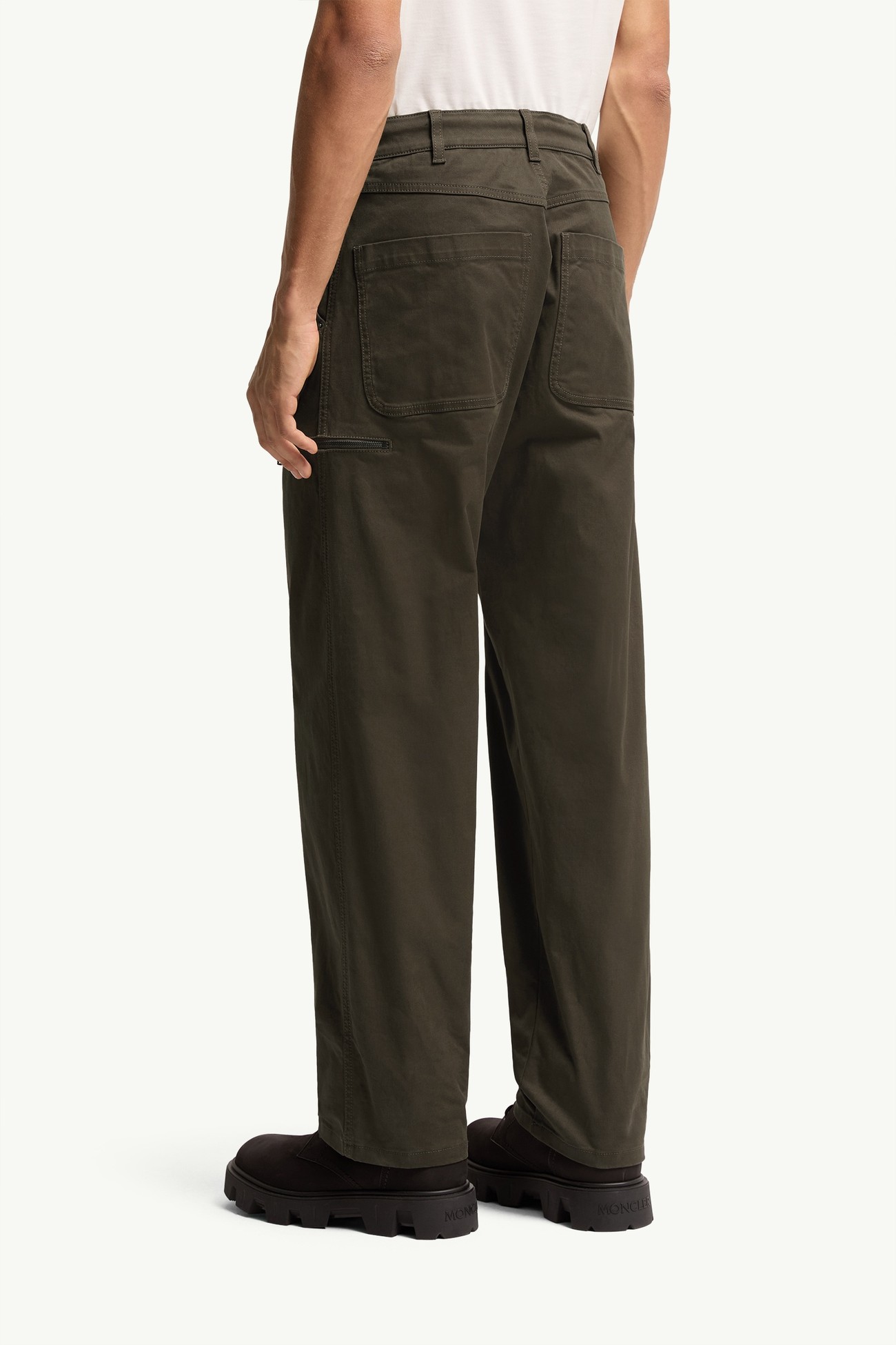 Stretch Gabardine Pants Men Olive Green Moncler 4