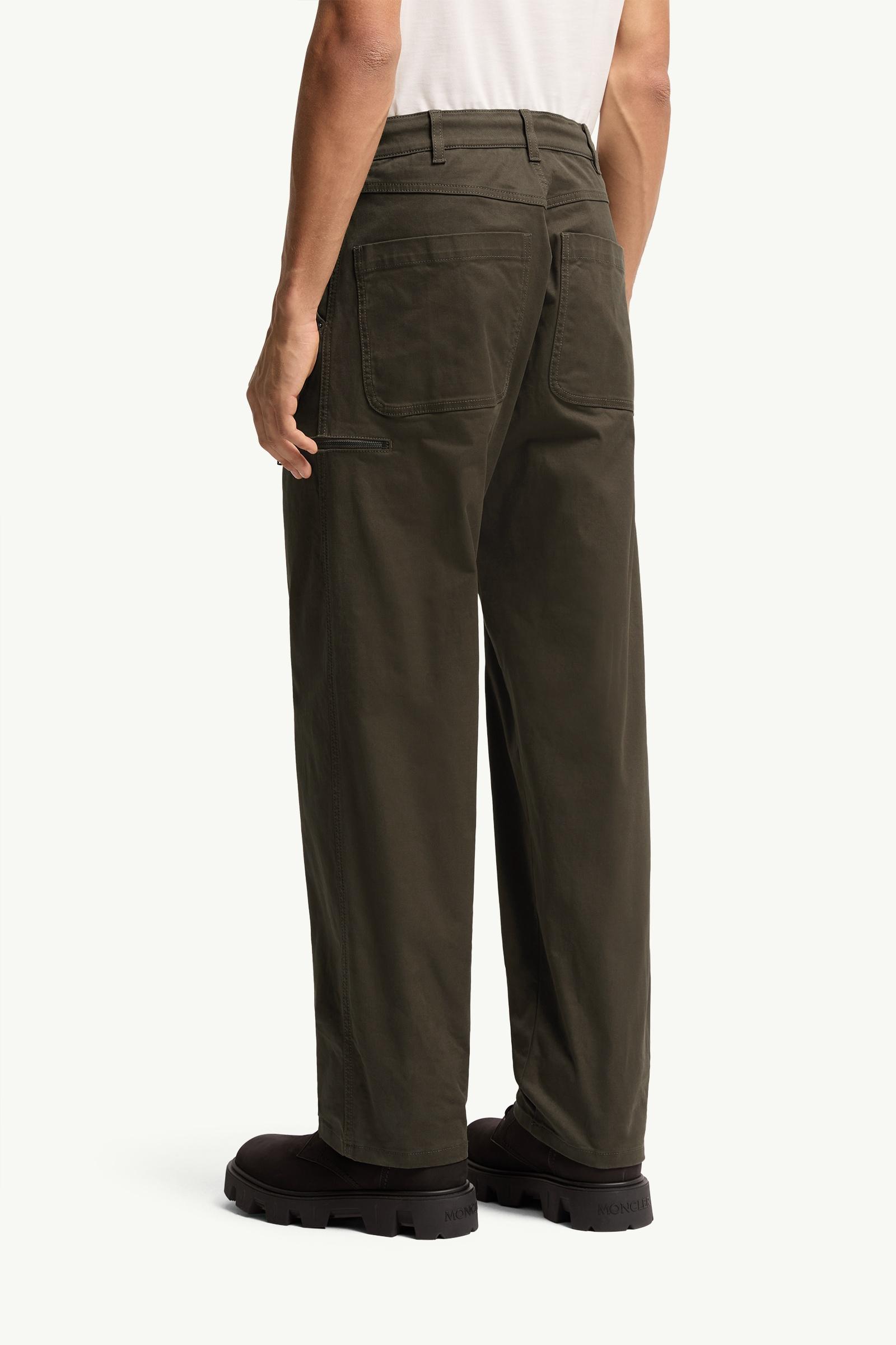 Olive Green Stretch Gabardine Trousers - Trousers & Shorts for Men