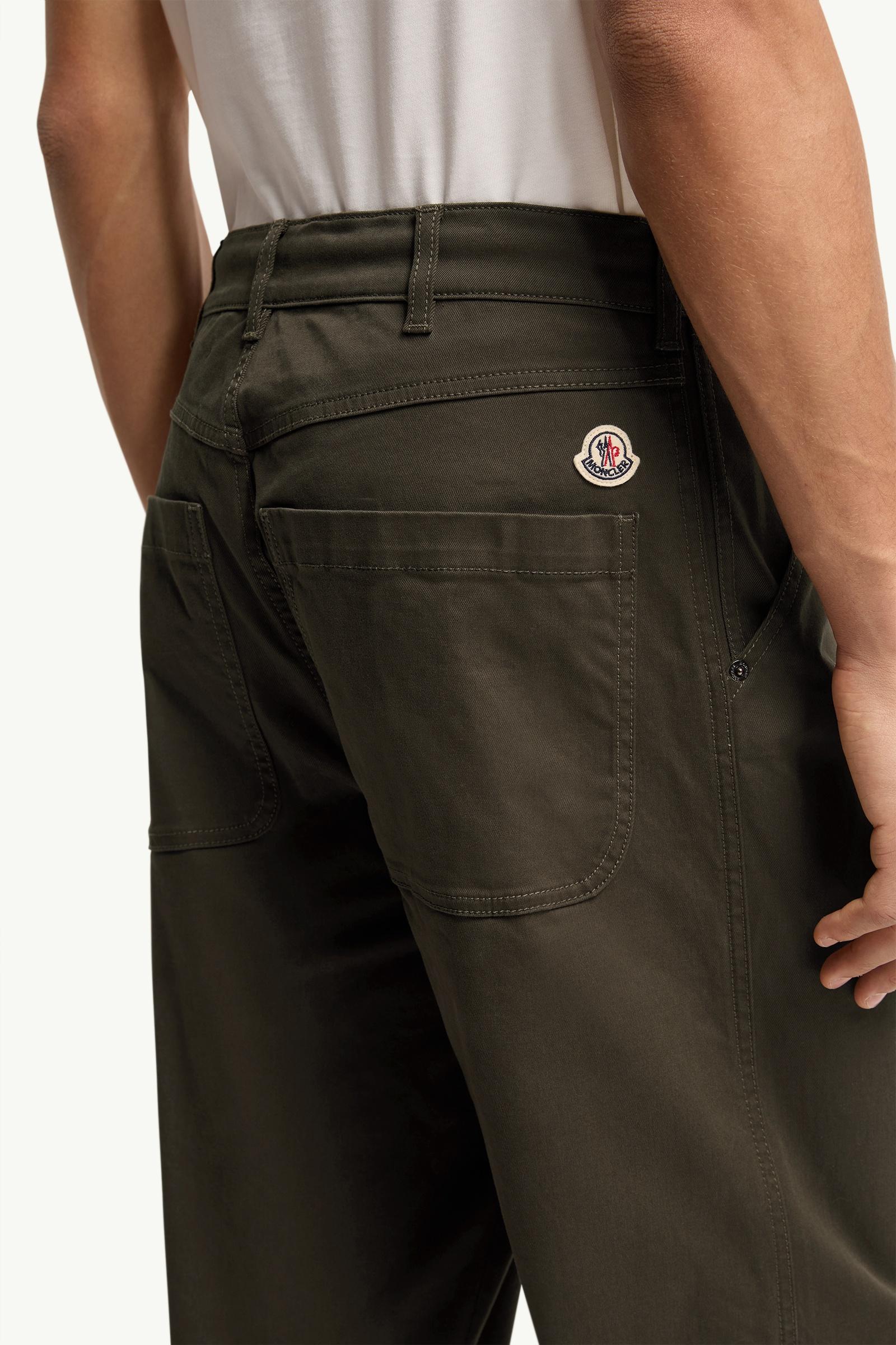 Olive Green Stretch Gabardine Trousers - Trousers & Shorts for Men