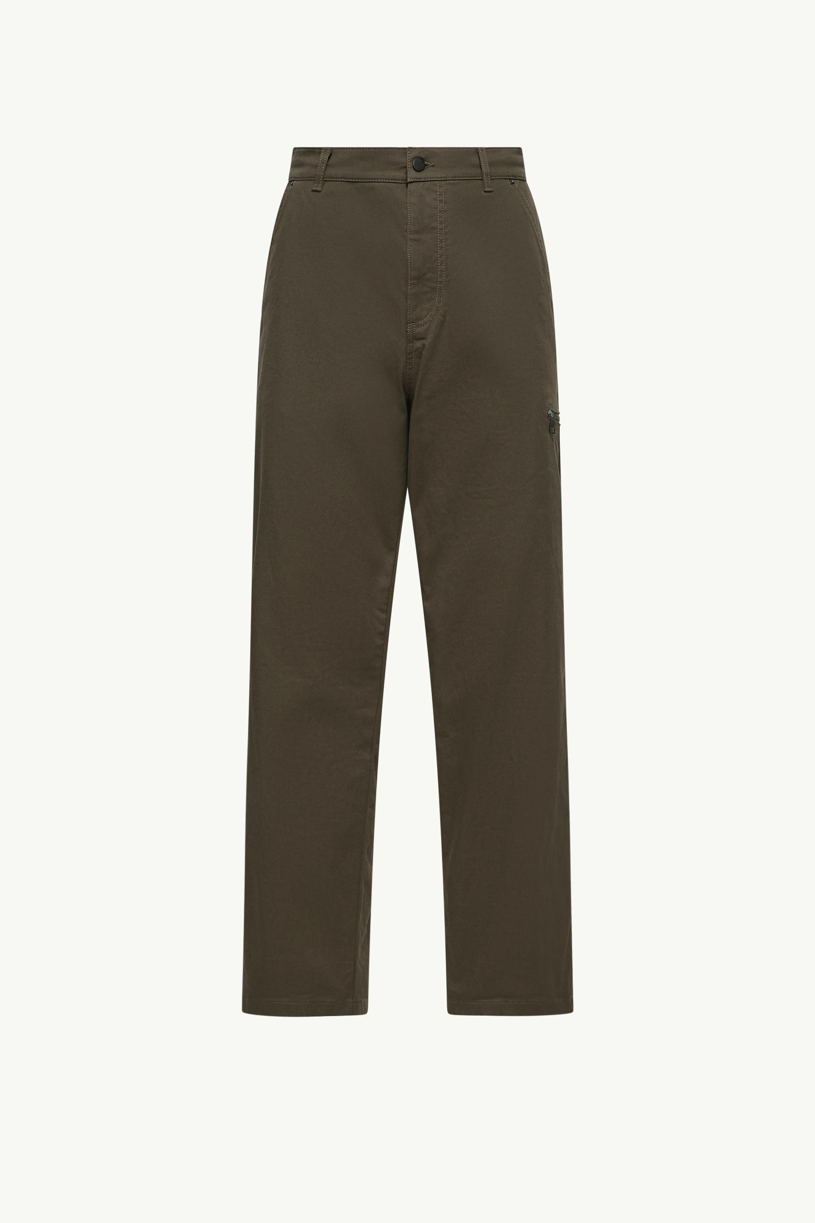 Olive Green Stretch Gabardine Trousers - Trousers & Shorts for Men
