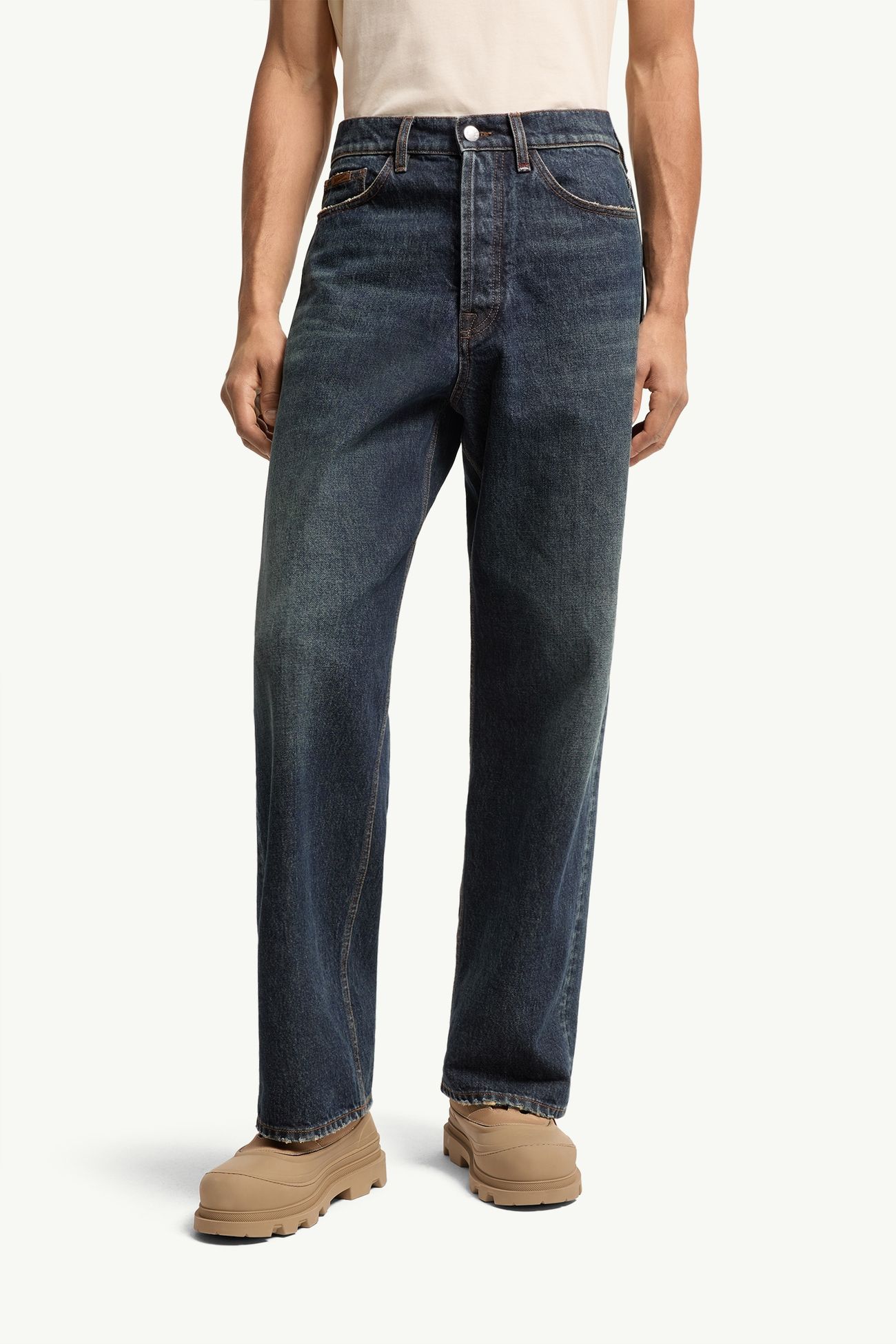 Straight Leg Denim Jeans Men Denim Blue Moncler 3