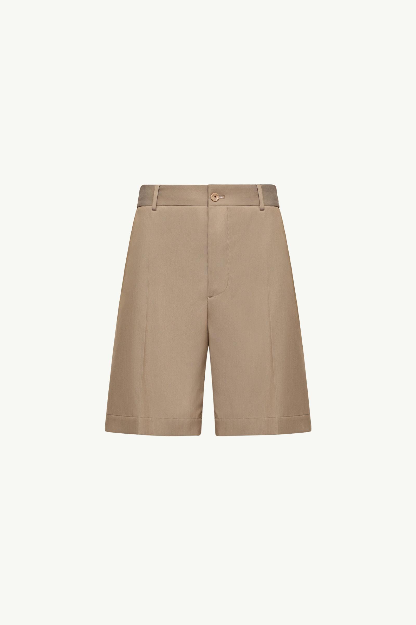 Wool Blend Gabardine Bermuda Shorts Men Beige Moncler, 1 of 0