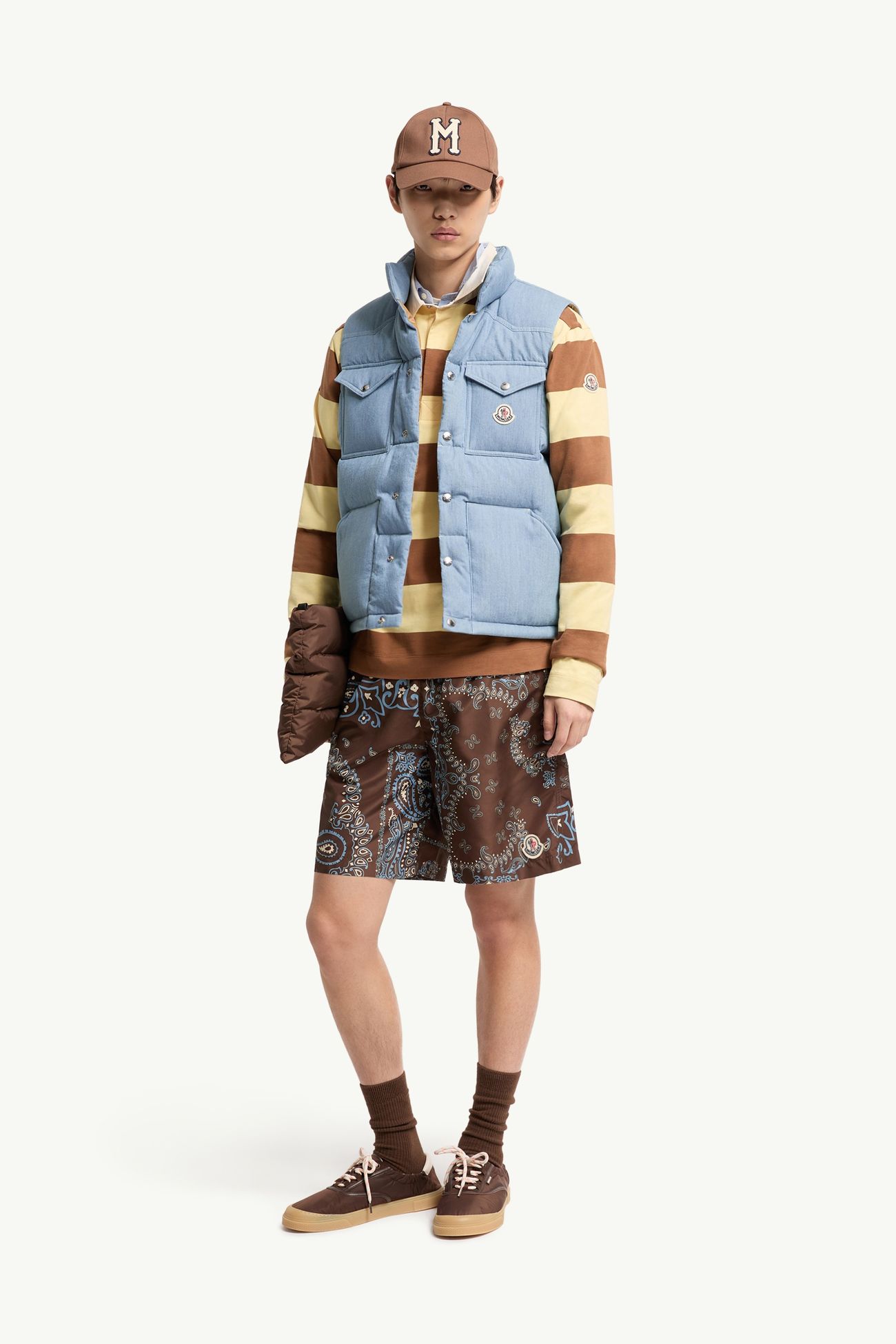 Shorts da bagno floreali Uomo Celeste & Marrone Moncler 0