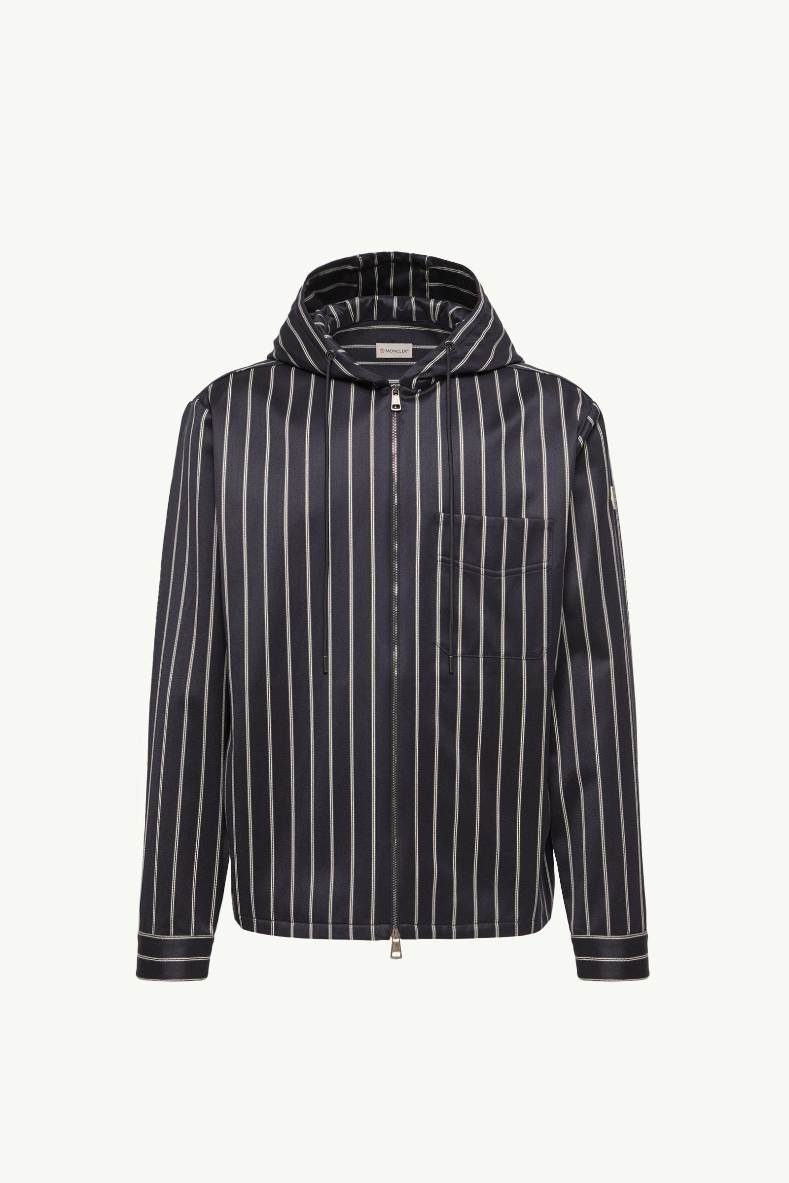Gestreiftes Hemd mit Kapuze aus Wolle und Baumwolle Herren Blau & Weiss Moncler, 1 of 0