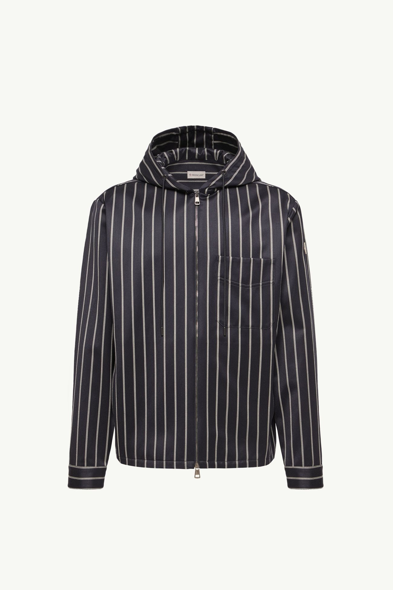 Chaqueta con capucha de rayas de lana y algodón Hombre Azul & Blanco Moncler 2