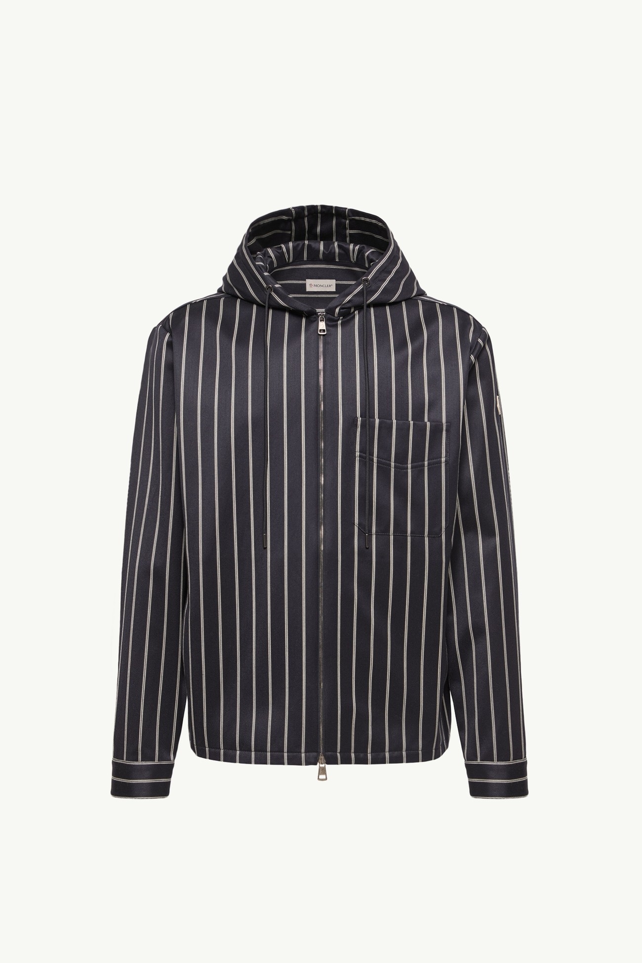 羊毛棉質條紋連帽外套 男士 藍色和白色 Moncler 2