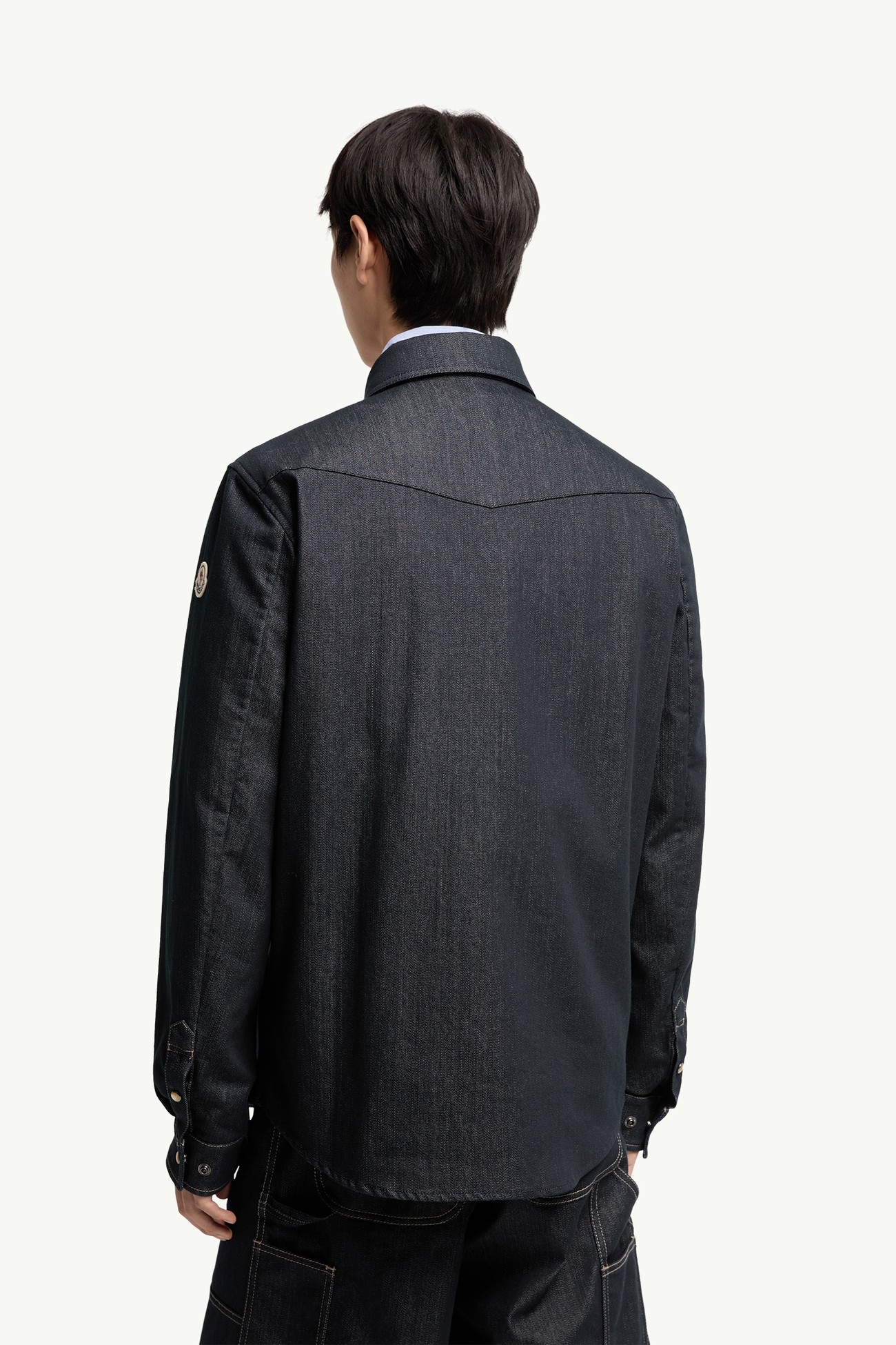 Chaqueta camisera de manga larga de tejido vaquero Hombre Azul Denim Moncler 4
